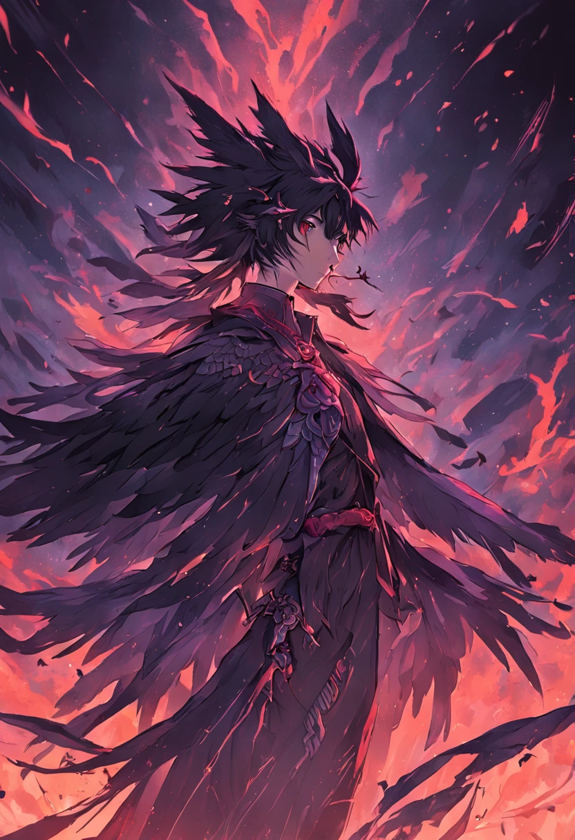 {{{tmasterpiece}}},{{{HighestQuali}}},{{{A high resolution}}},{{{Highest image quality}}},Old Slavic raven wolf god,Black wings,