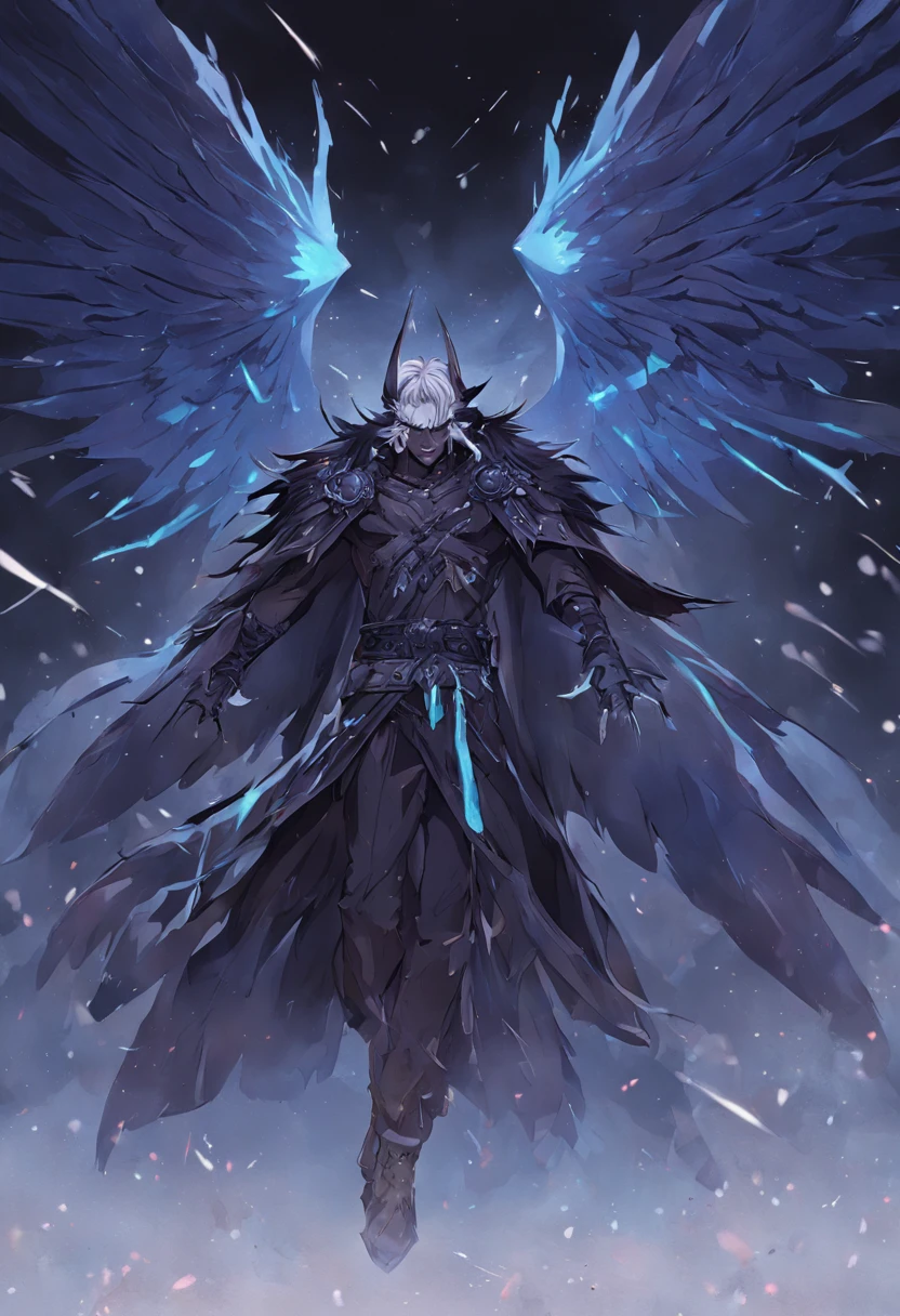 {{{tmasterpiece}}},{{{HighestQuali}}},{{{A high resolution}}},{{{Highest image quality}}},Old Slavic raven wolf god,Black wings,Ice and snow,