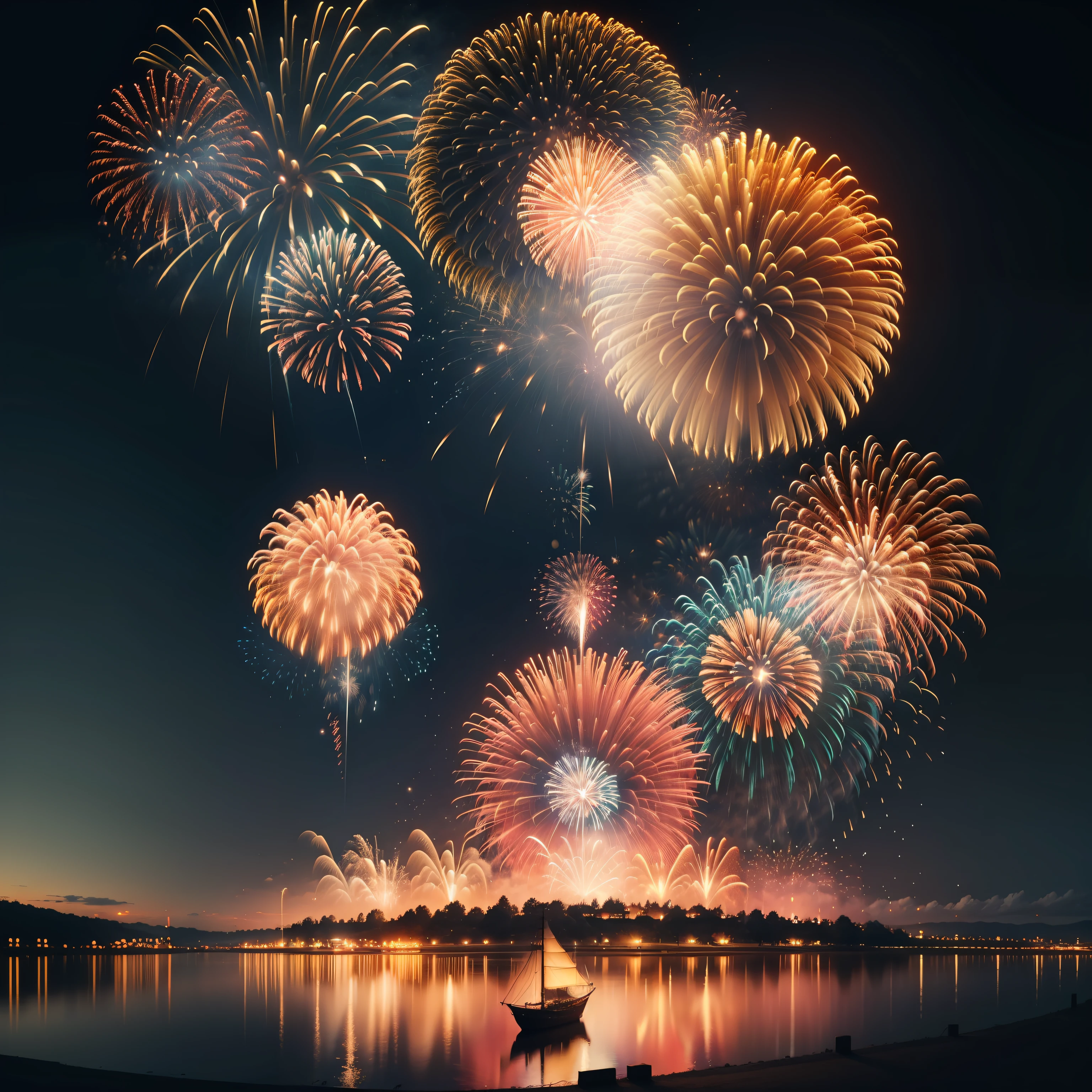 Fireworks, Panorama, Masterpiece, High Definition, 8K