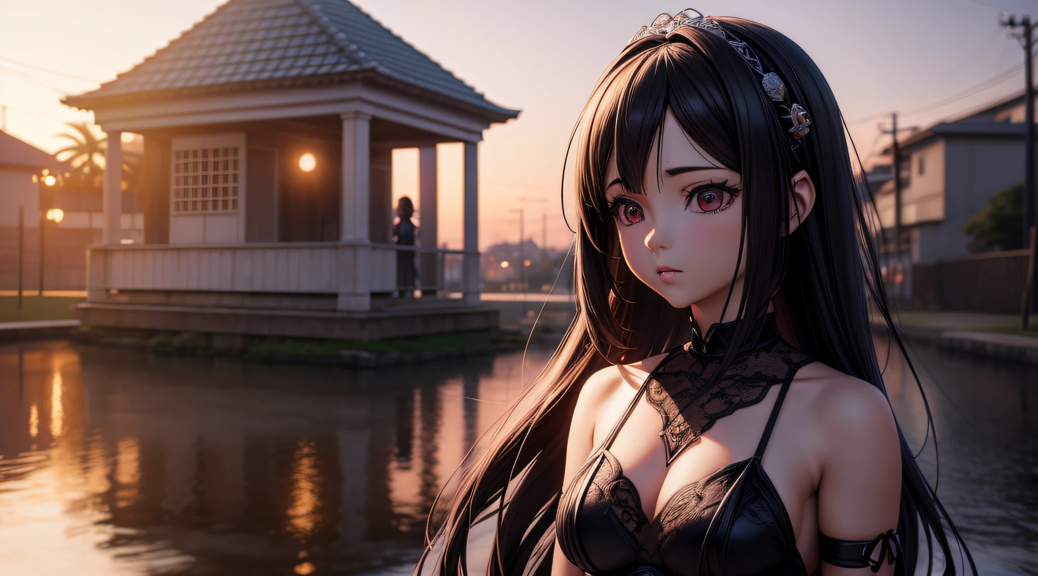 Garota de anime com cabelo loiro fones de ouvidos e uma gargantilha preta posando para uma foto, arte cg anime suave, photorealistic anime girl rendering, Estilo anime 3D realista, anime. soft lighting, arte de anime digital, arte de anime digital detalhada, arte de anime realista, Advanced digital anime art, anime sedutora, estilo anime 4K, 3 d anime realista, anime estilo 3d