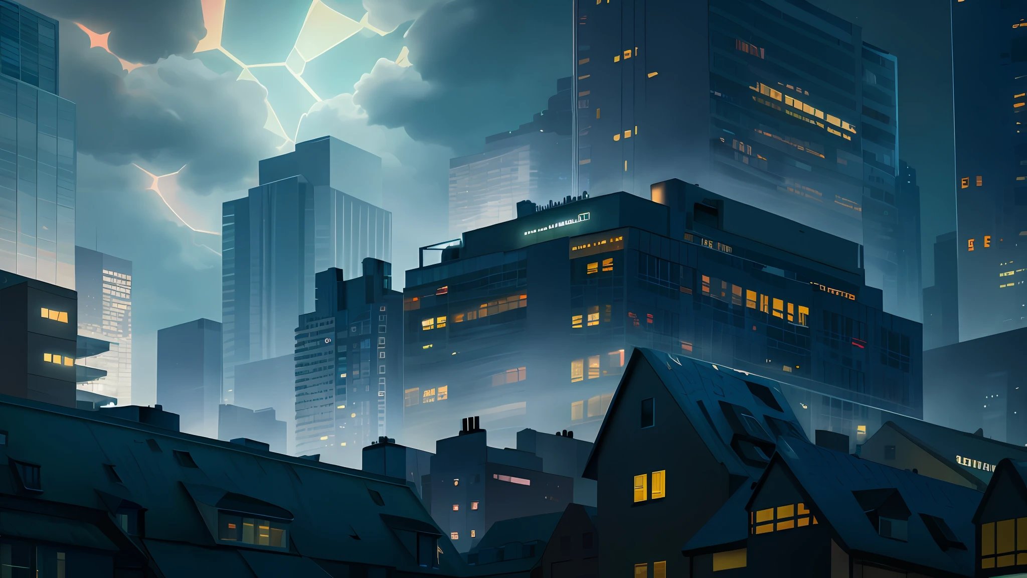 city night scene,Buildings,nigh sky,Realiy,8K,film effect,