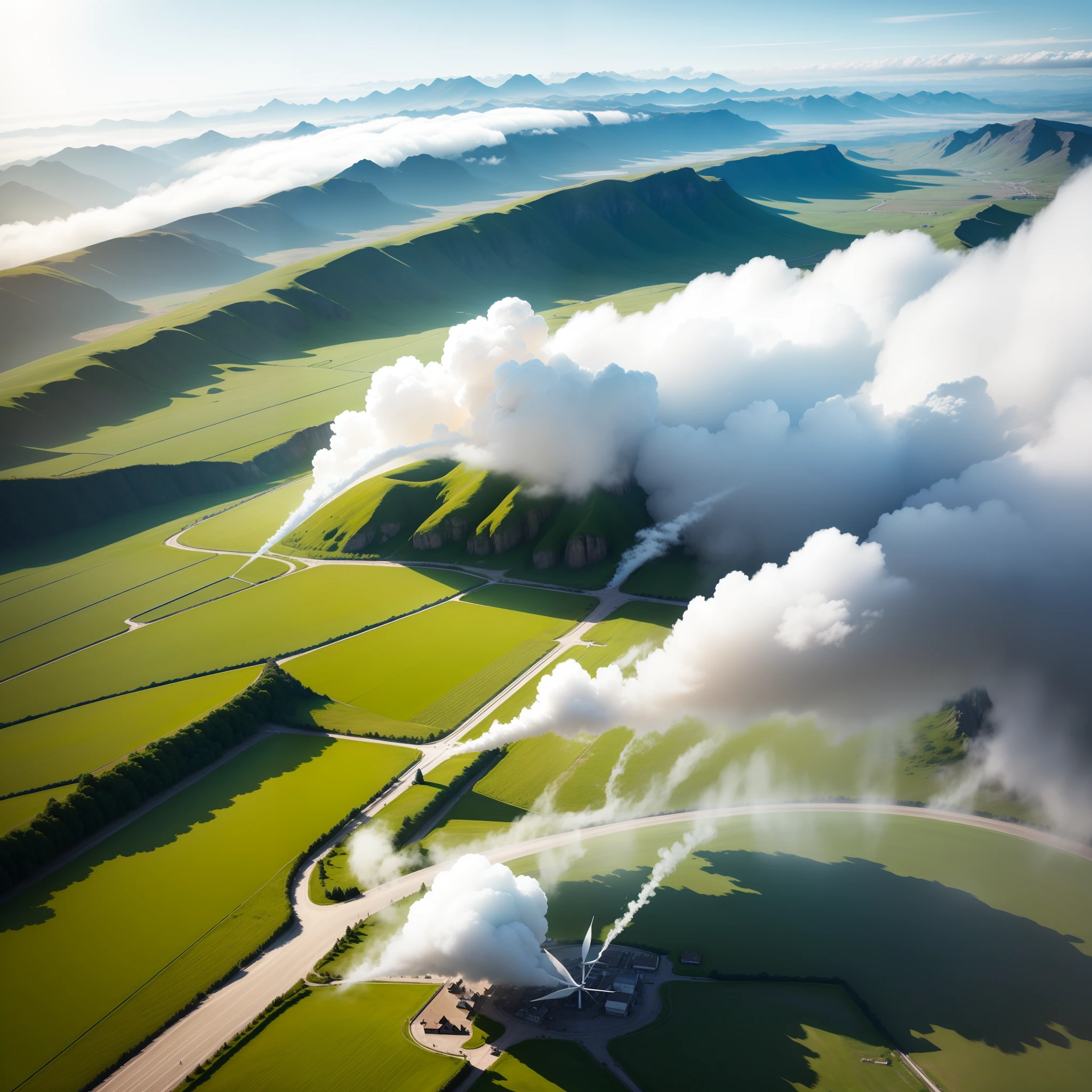 Spinning Landscape, The power of the wind, Use of clean energy, possibility, expresive