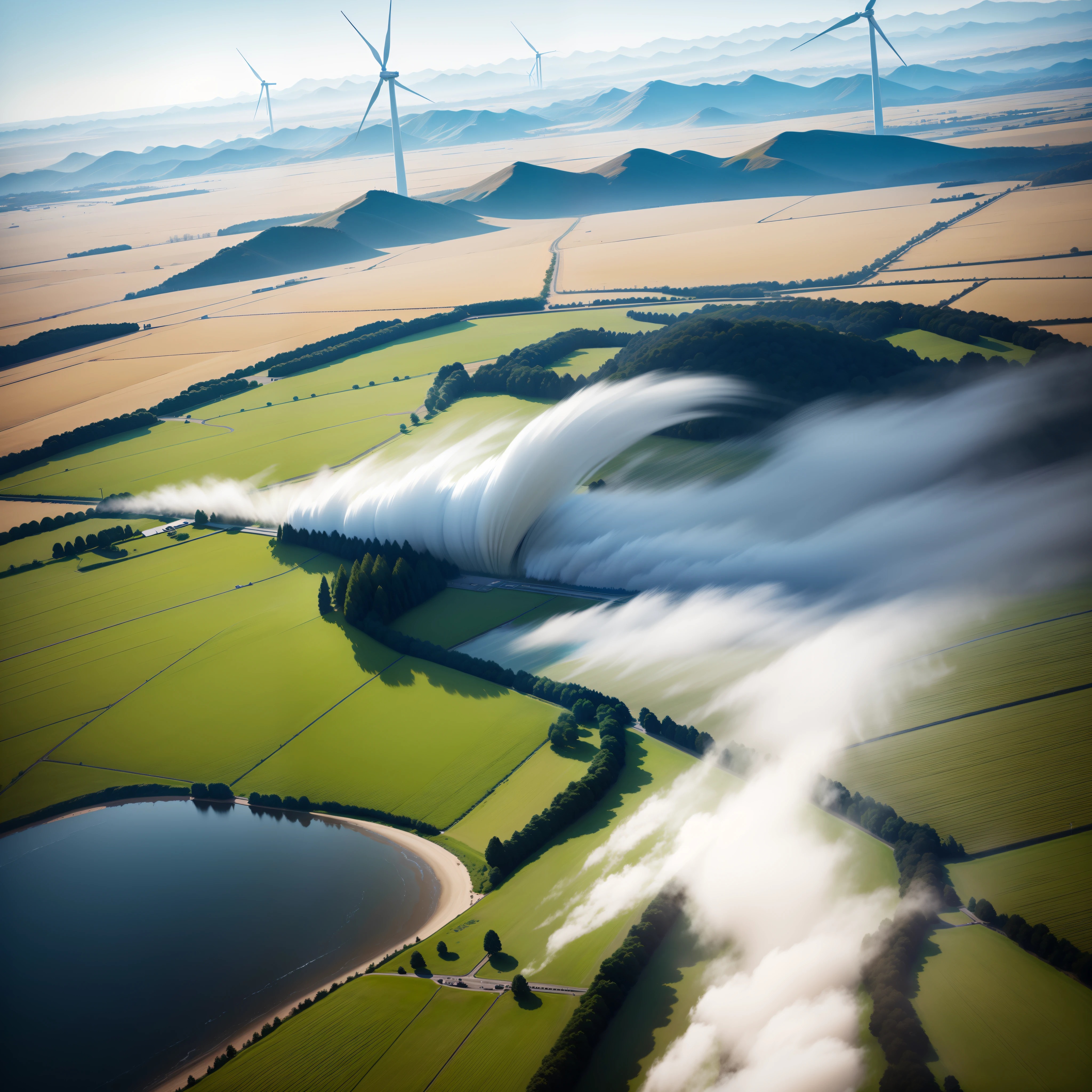 Spinning Landscape, The power of the wind, Use of clean energy, possibility, expresive