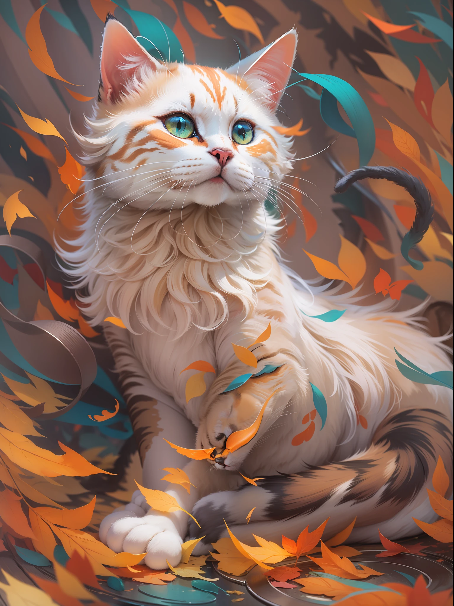 funny french Cat, masterpiece, focus, colorful dynamic background, detailed, rich colors, NFT