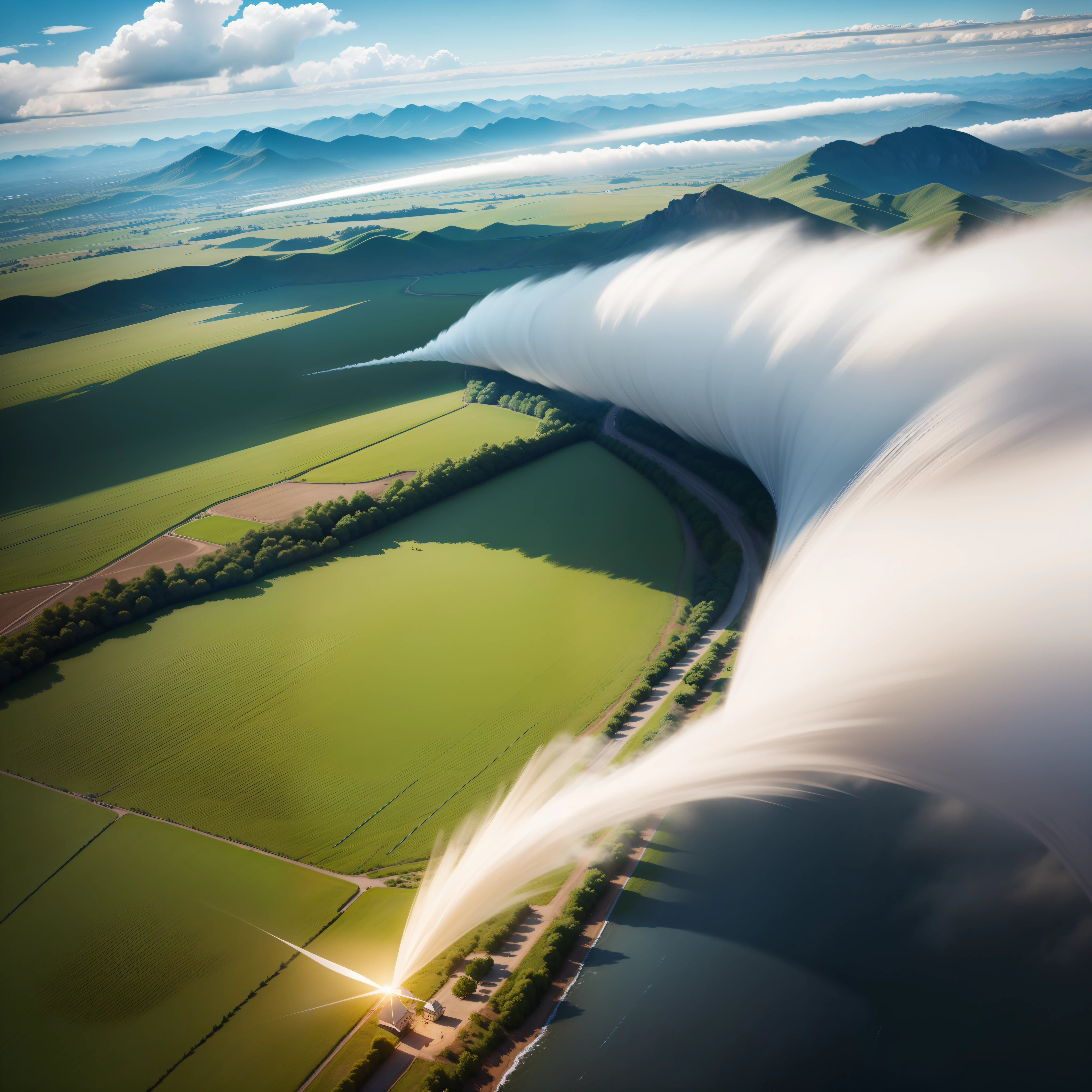 Spinning Landscape, The power of the wind, Use of clean energy, possibility, expresive