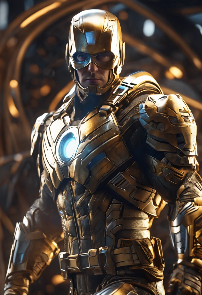 full body shot of captain america in white and gold armour style suit, no mask on, white cape, looking at center camera, perfect composition, beautiful detailed intricate insanely detailed octane render trending on artstation, 8 k artistic photography, photorealistic concept art, soft natural volumetric cinematic perfect light, chiaroscuro, award - winning photograph, masterpiece, oil on canvas, raphael, caravaggio, greg rutkowski, beeple, beksinski, giger, trending on artstation, sharp focus, studio photo, intricate details, highly detailed, night city background, by greg rutkowski