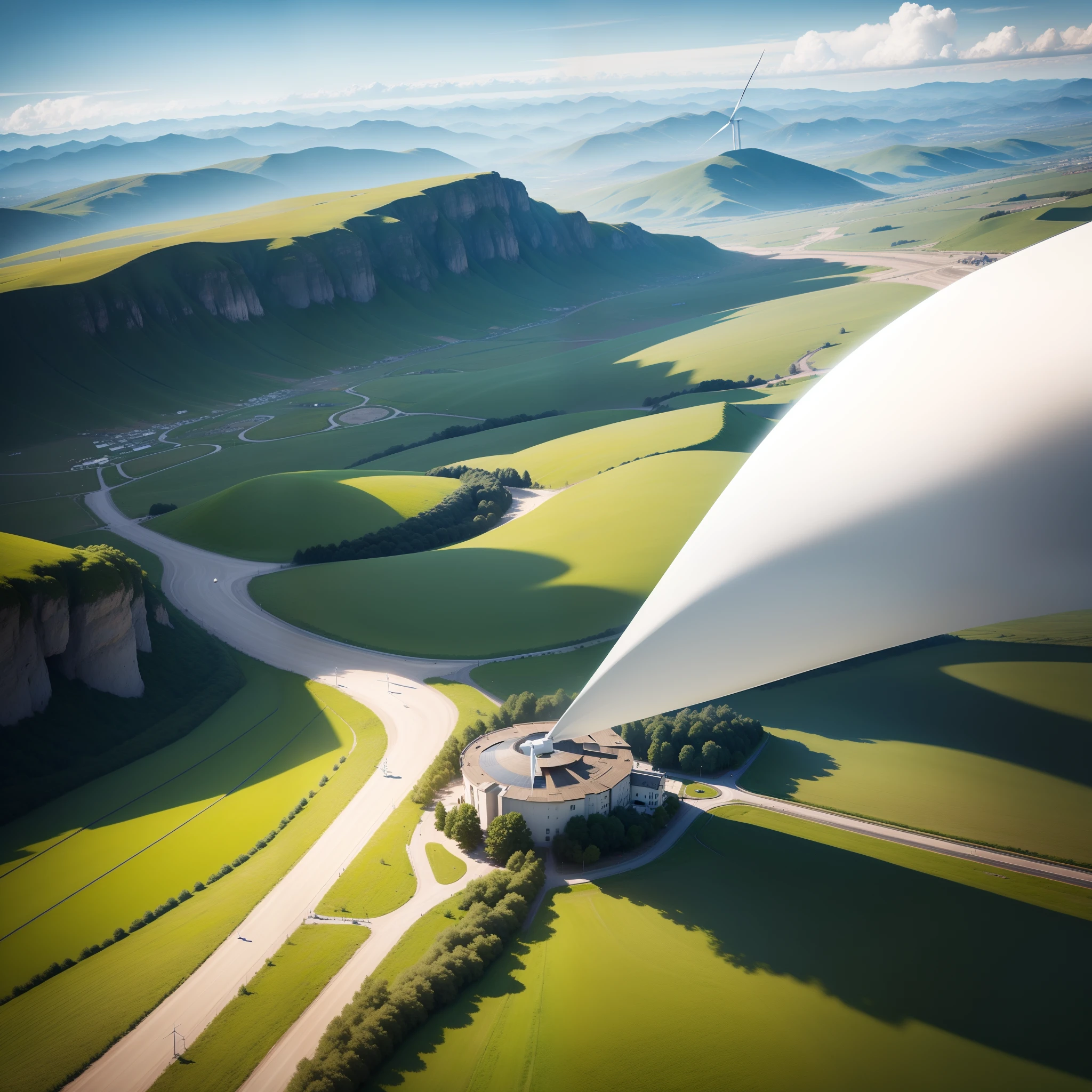 Spinning Landscape, The power of the wind, Use of clean energy, possibility, expresive
