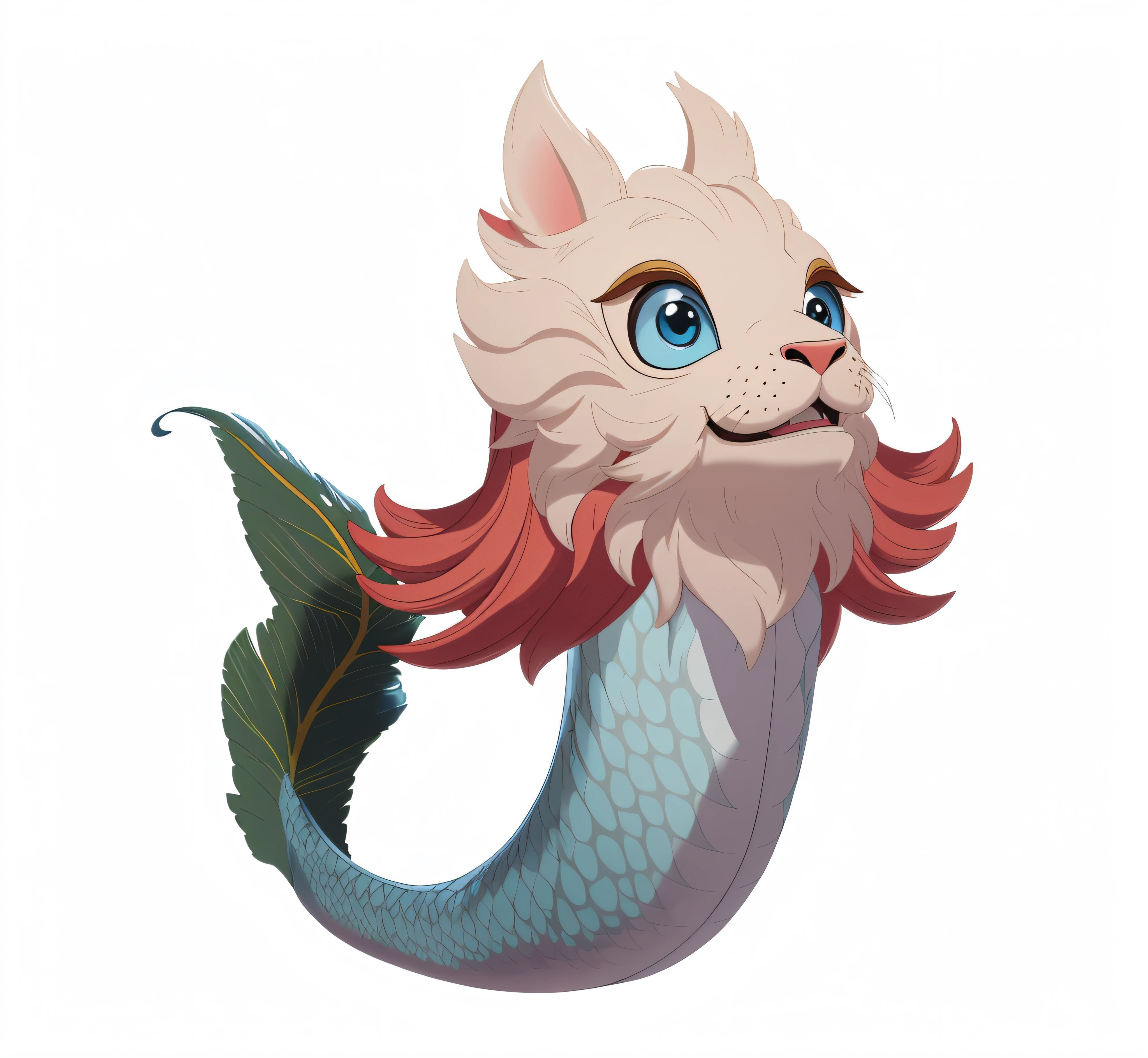 2D animated Disney style fish with lion's head
（tmasterpiece：1.2）（cell-shaded）（Animate）（flat color illustration：1.1）（best qualtiy：1.2）（Clean lines）