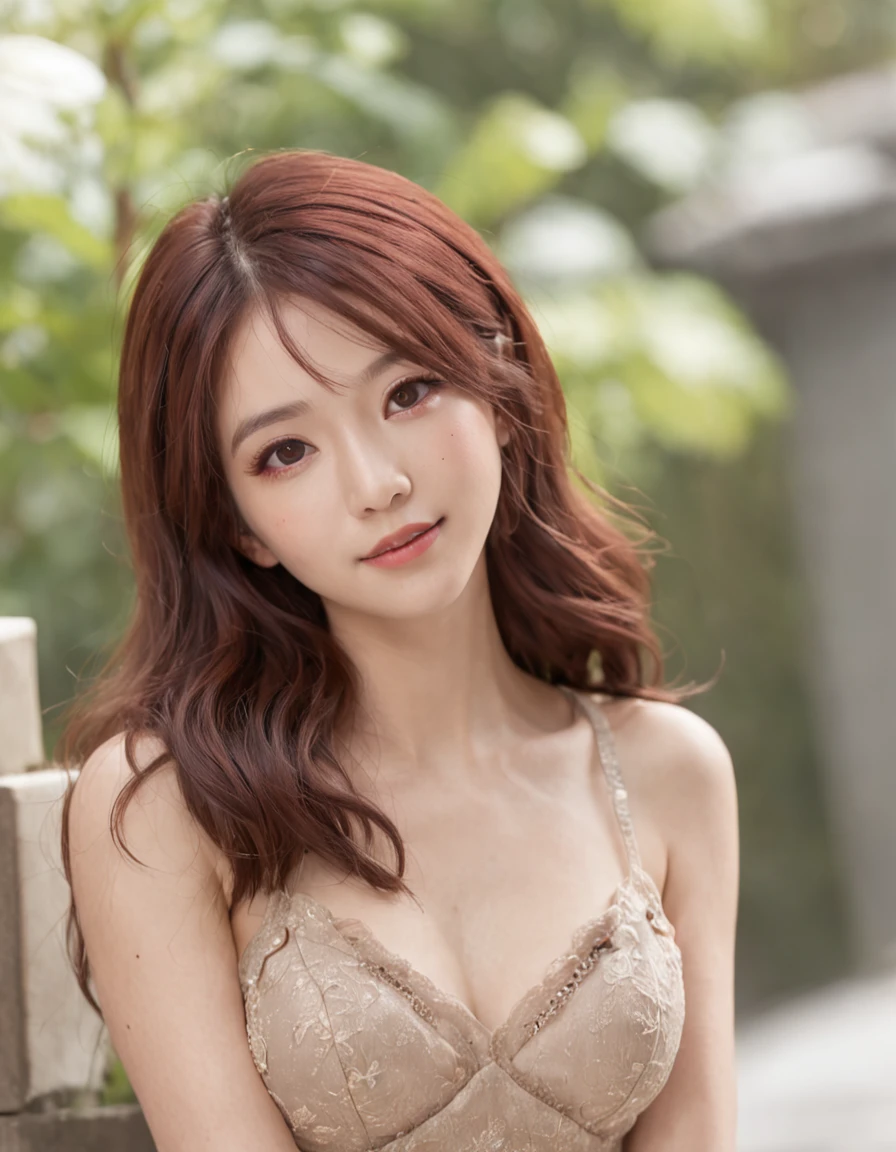 8K raw photos、Beautuful Women:2.0、24 years of age、jpn、Cute Turtle、nedium breasts、((cheer girl:1.5))、A miniskirt、Beautiful eyes finely detailed、eyeslashes、((Brown eyes:1.2))、beautiful double eyelid、eye shadows、Perfect eye makeup、((A smile:1.6))、beautiful and thin legs、(maroon hair)、Medium hair、Fluffy hair、stadio、Daytime、latina、Photorealsitic:1.9、Sexy navel、Skinny legs、tthin eyebrows、tear bag、lofty nose、((Highly sexy))