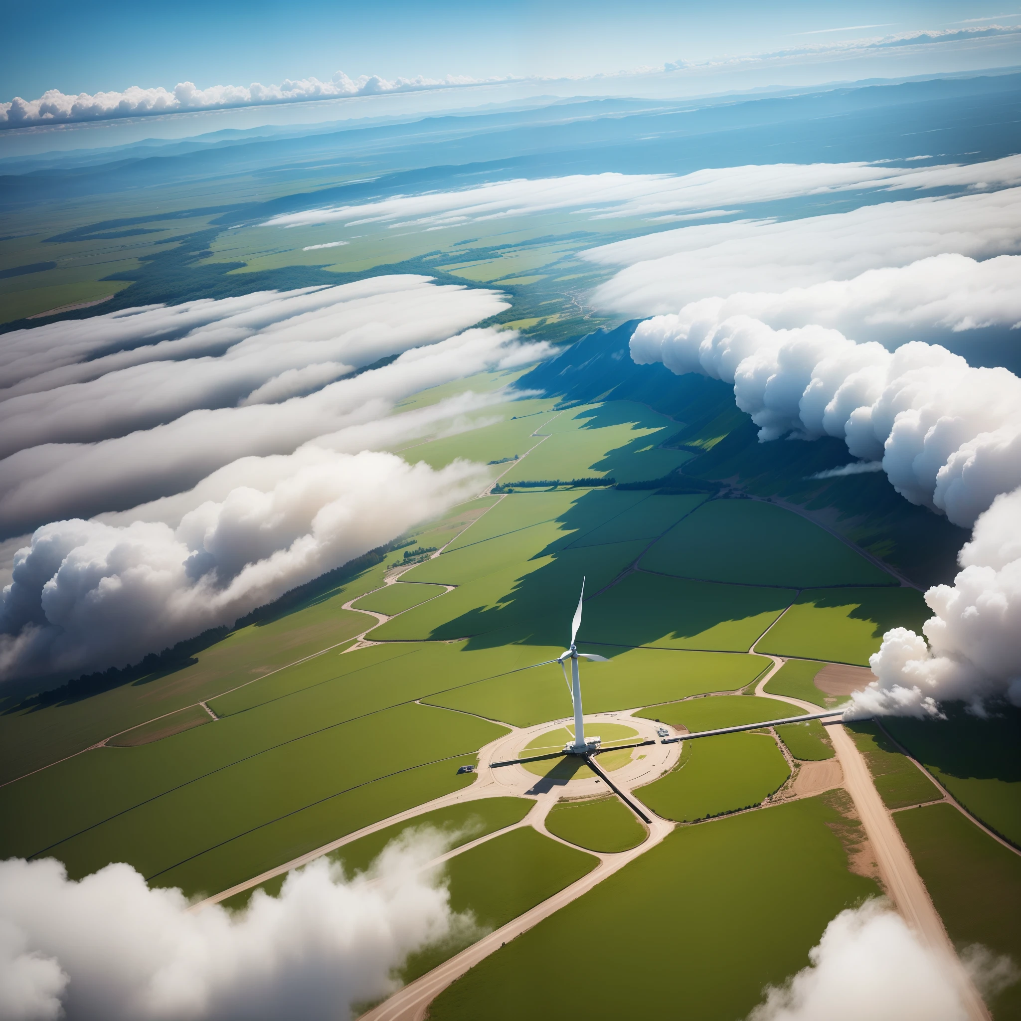 Spinning Landscape, The power of the wind, Use of clean energy, possibility, expresive