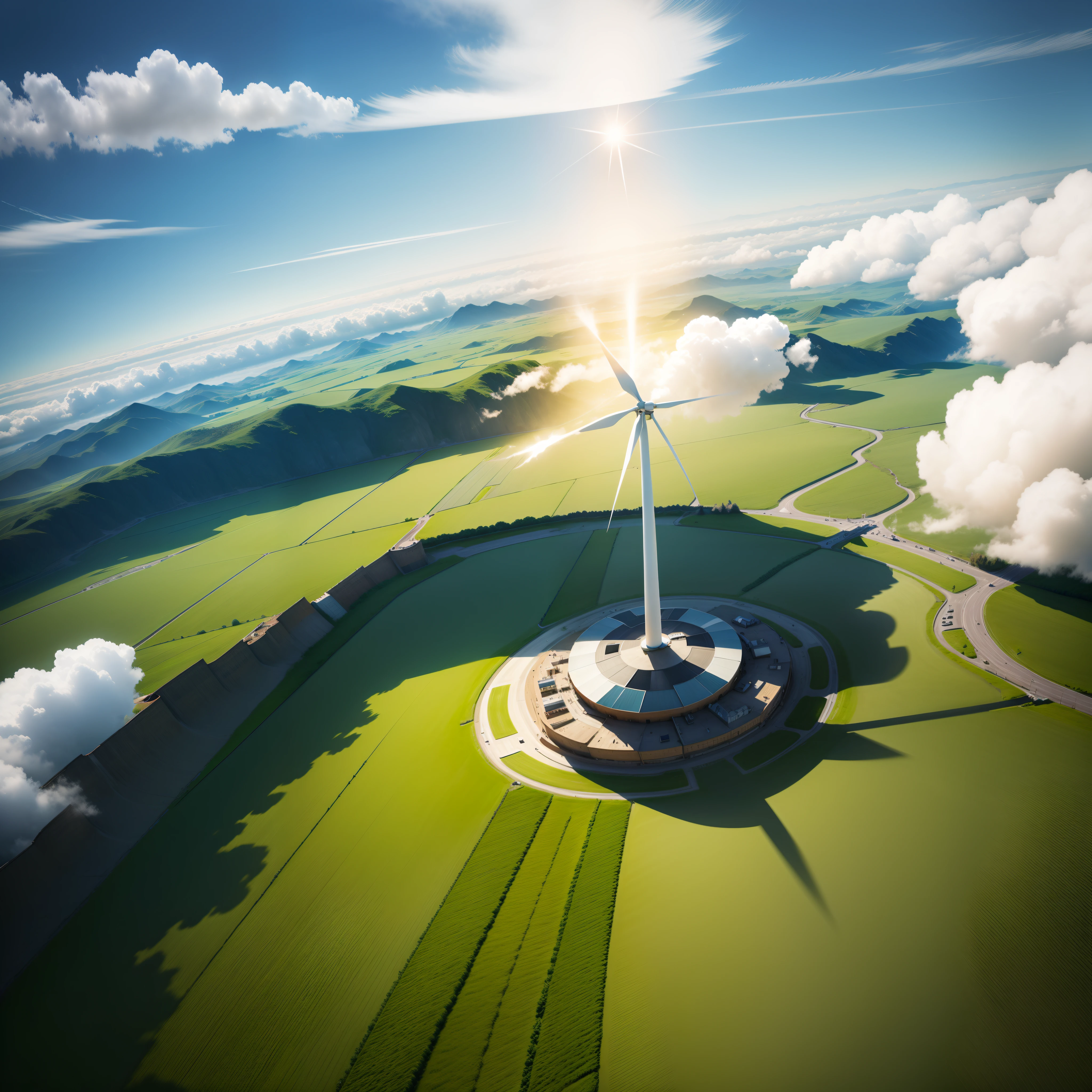 Spinning Landscape, The power of the wind, Use of clean energy, possibility, expresive