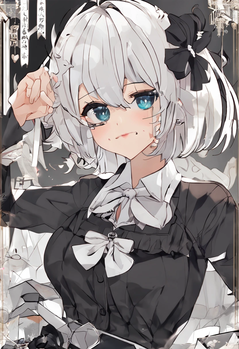 Short white hair Lolita high school student Daitai Dai Dai Dai black eye patch Bloody