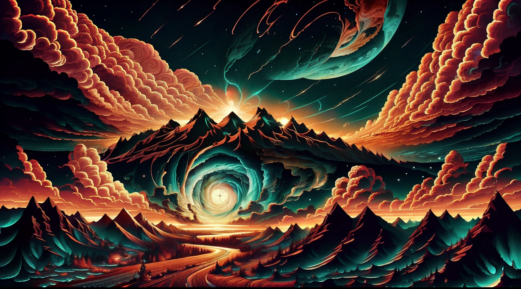 "Explore the breathtaking grandeur of the universe through a mesmerizing CG artwork with ultra-realistic details and stunning visuals."