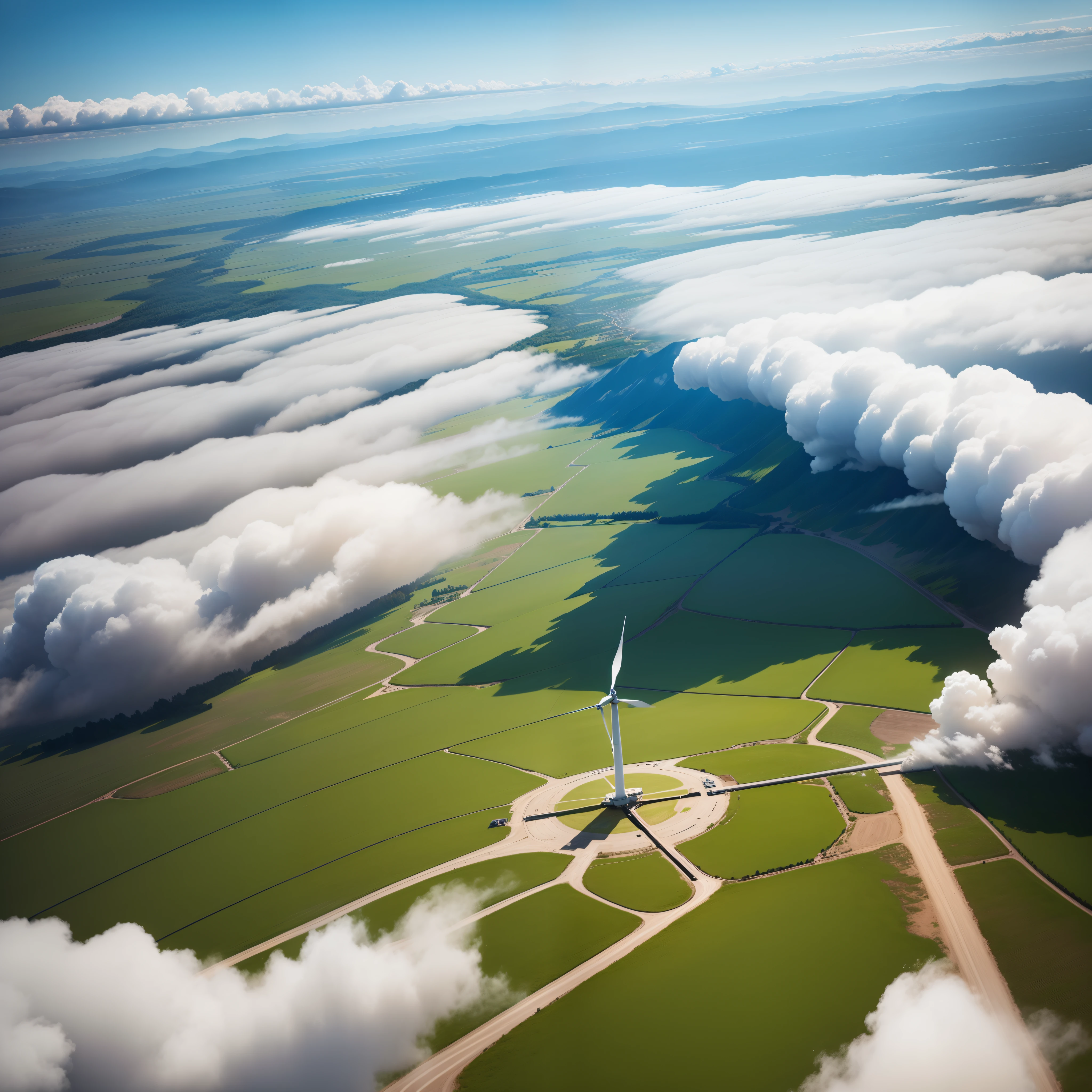 Spinning Landscape, The power of the wind, Use of clean energy, possibility, expresive
