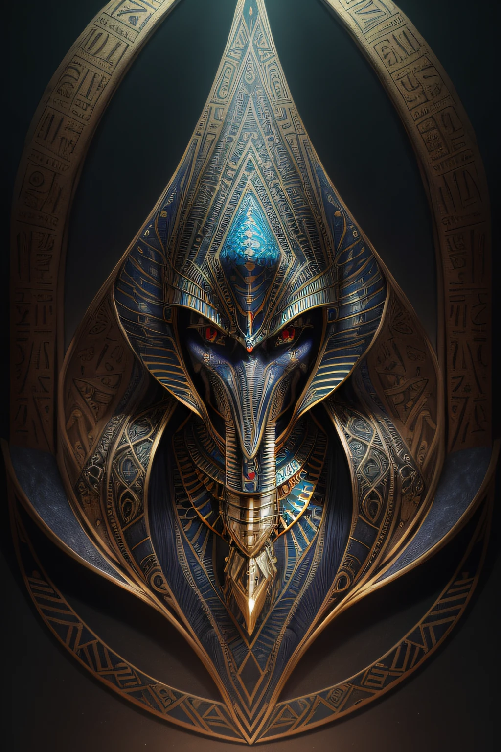 biomachine:1.3, (Egyptian Thoth:1.2), (colorido:1.2), Hans Giger, (zentangle:1.2), granulado, extremamente detalhado, detalhes intrincados, dynamic lighting, fotorrealista, luz natural, baixo h, obra prima, detalhado 8k