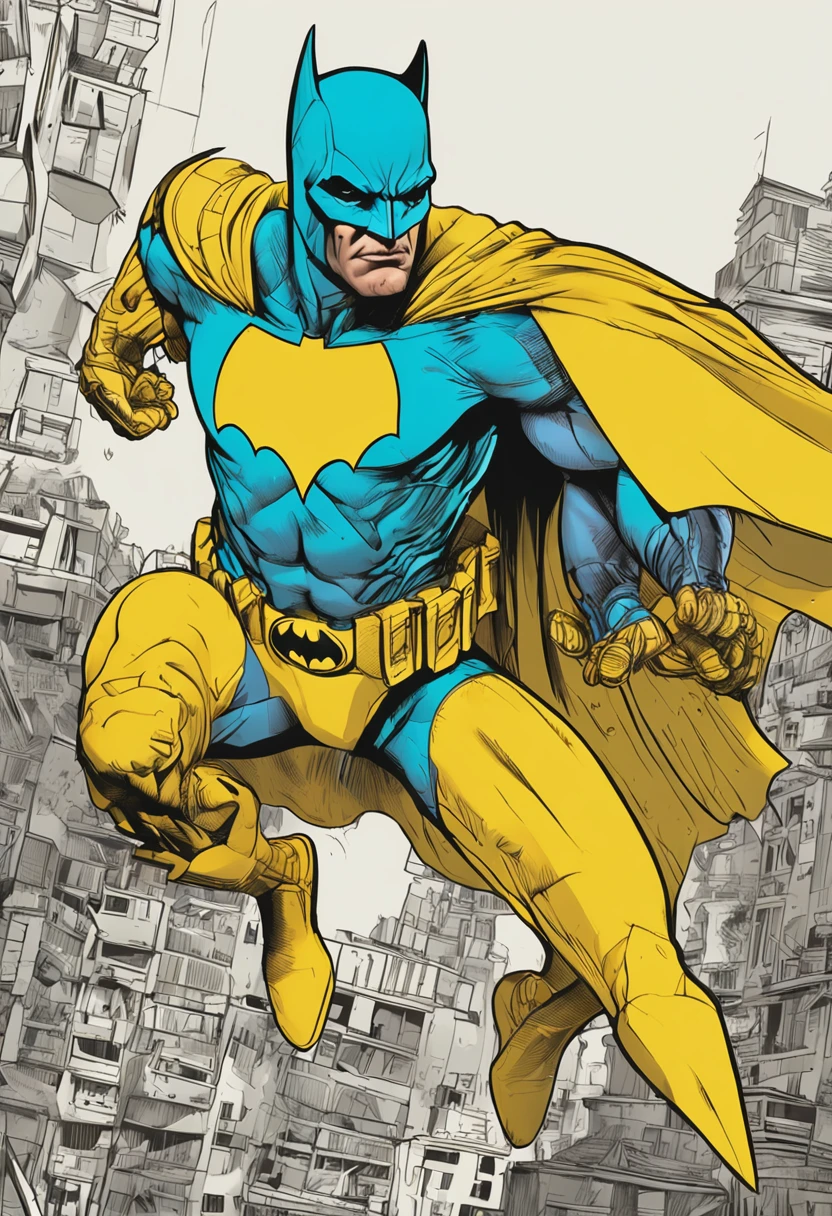 Um batman verde, amarelo e azul, brasileiro, realistic in a titanium cybernetic suit, detalhado, designe perfeito, alta qualidade arestas perfeitas e simetricas ::n_desenho de estilo, Low-quality imperfection, boneco, jogo, anime