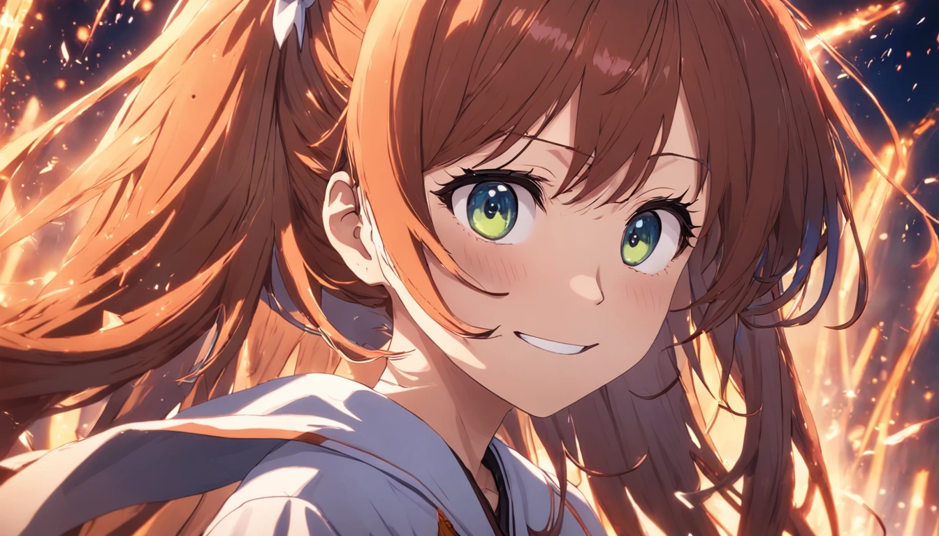 Misaka Mikoto, smile, anime, anime style, UHD, super detail, high details, best quality, 8k, masterpiece