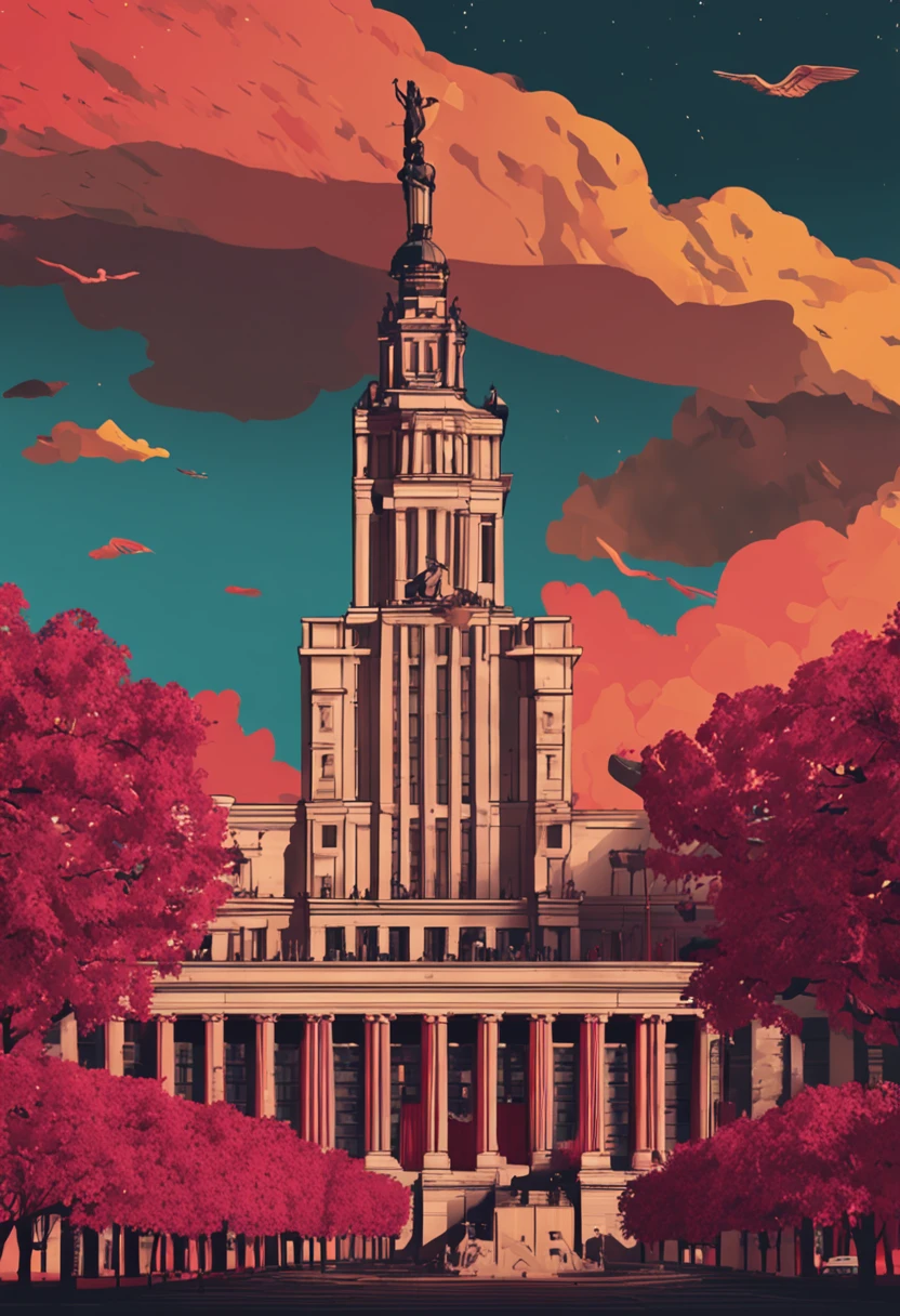 The Soviet Army is planting the Soviet flag in the Reichstag