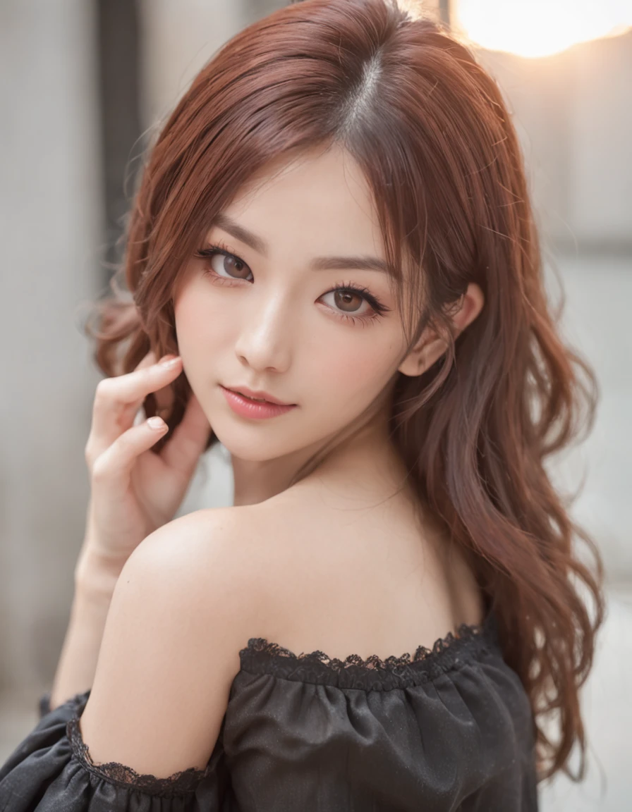 8K original photos、Beautuful Women:2.0、24 years of age、jpn、lovely small breasts、((cheer girl:1.5))、A miniskirt、Beautiful eyes finely detailed、eyeslashes、((Brown eyes:1.2))、beautiful double eyelid、eye shadows、Perfect eye makeup、((A smile:1.6))、beautiful and thin legs、(maroon hair)、Medium hair、Fluffy hair、stadio、Daytime、latina、Photorealsitic:1.9、Sexy navel、Skinny legs、long leges，（high-heels:1.5)，tthin eyebrows、tear bag、lofty nose、((Highly sexy))