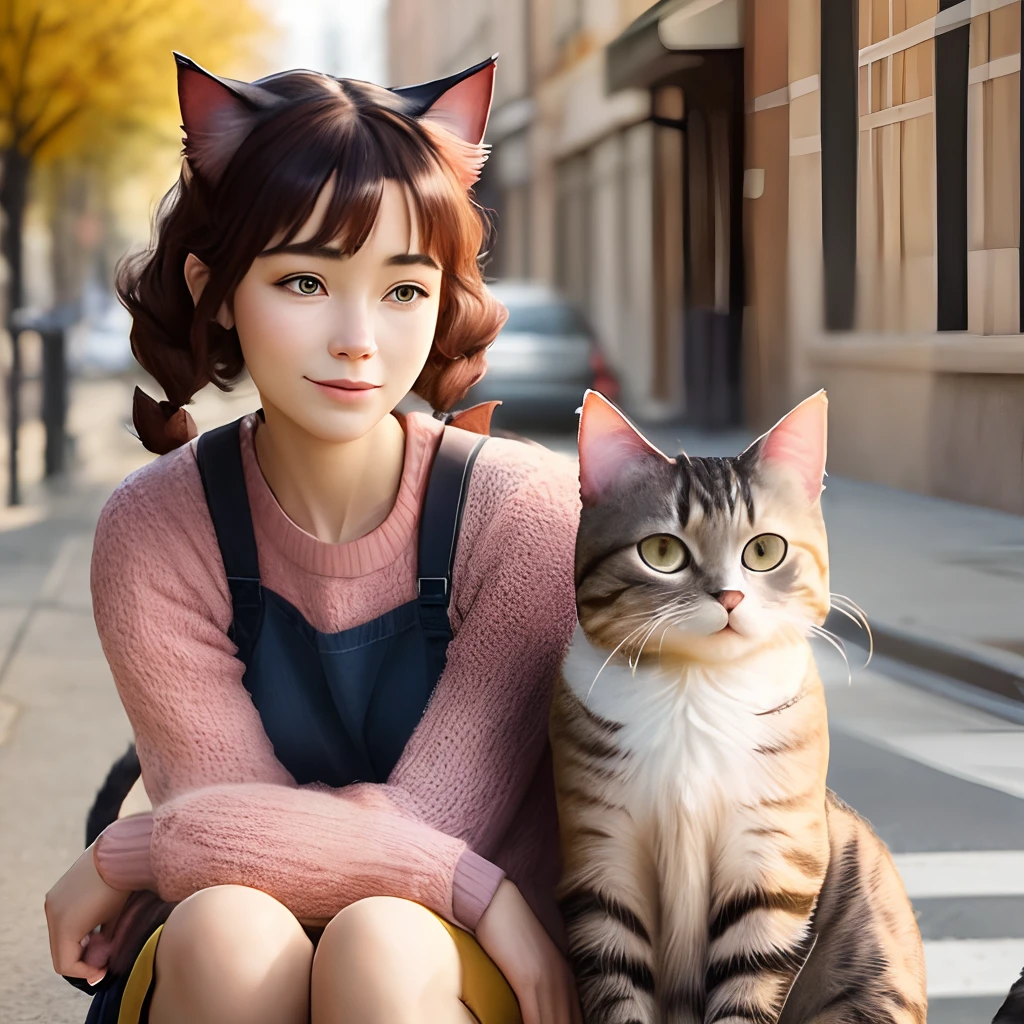 A cat lady with three tails