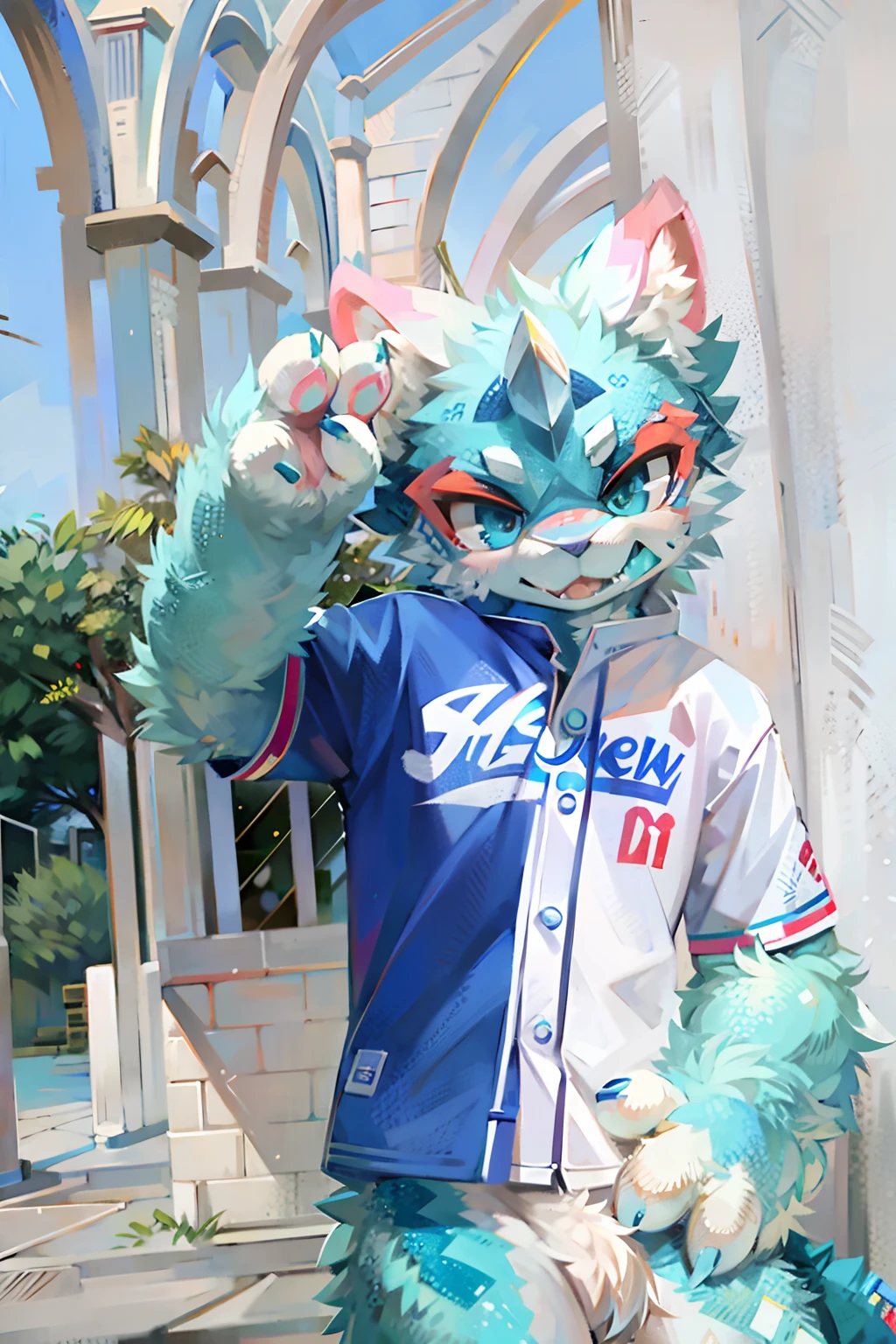 Furry,Hairy cyan ichthyosaurus,Blue and white coat,k hd