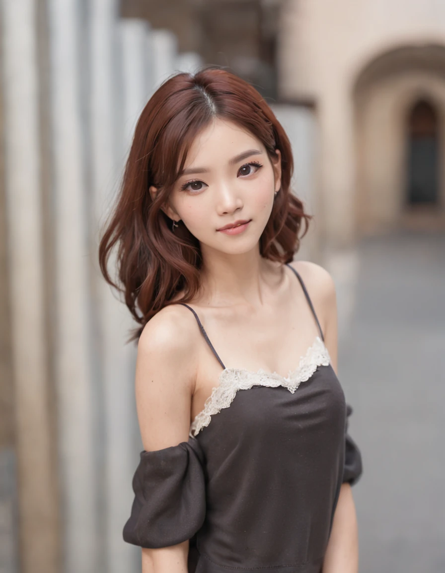 8K original photo、Beautuful Women:2.0、24 year old、jpn、Lovely Small Breasts、((cheer girl:1.5))、a miniskirt、beautiful eyes finely detailed、eye lashes、((Brown eyes:1.2))、beautiful double eyelid、eyeshadows、Perfect eye makeup、((A smile:1.6))、Beautiful and thin legs、(Maroon hair)、Medium Hair、fluffy hair、stadio、Daytime、Latina、Photorealsitic:1.9、Sexy navel、Skinny Legs、long legged,high-heels,tthin eyebrows、Tear bag、lofty nose、((extemely sexy))