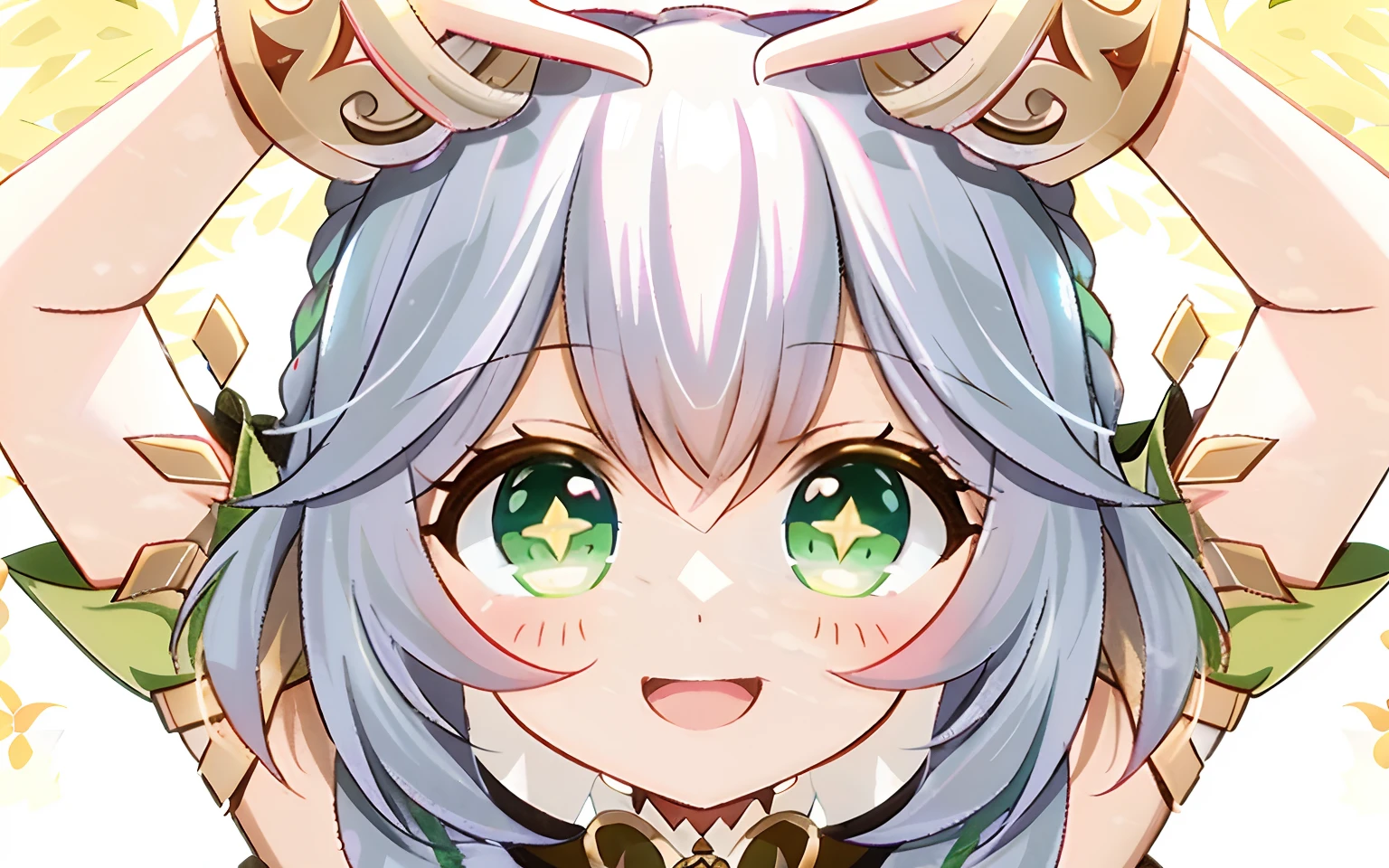 Anime girl posing for photo with horns and green eyes, ahegao face, onmyoji portrait, discord pfp, ahegao, Ayaka Genshin impact, , Keqing from Genshin Impact, she has elf ears and gold eyes, the goddess artemis smirking, Anime goddess, shikamimi, mika kurai demon