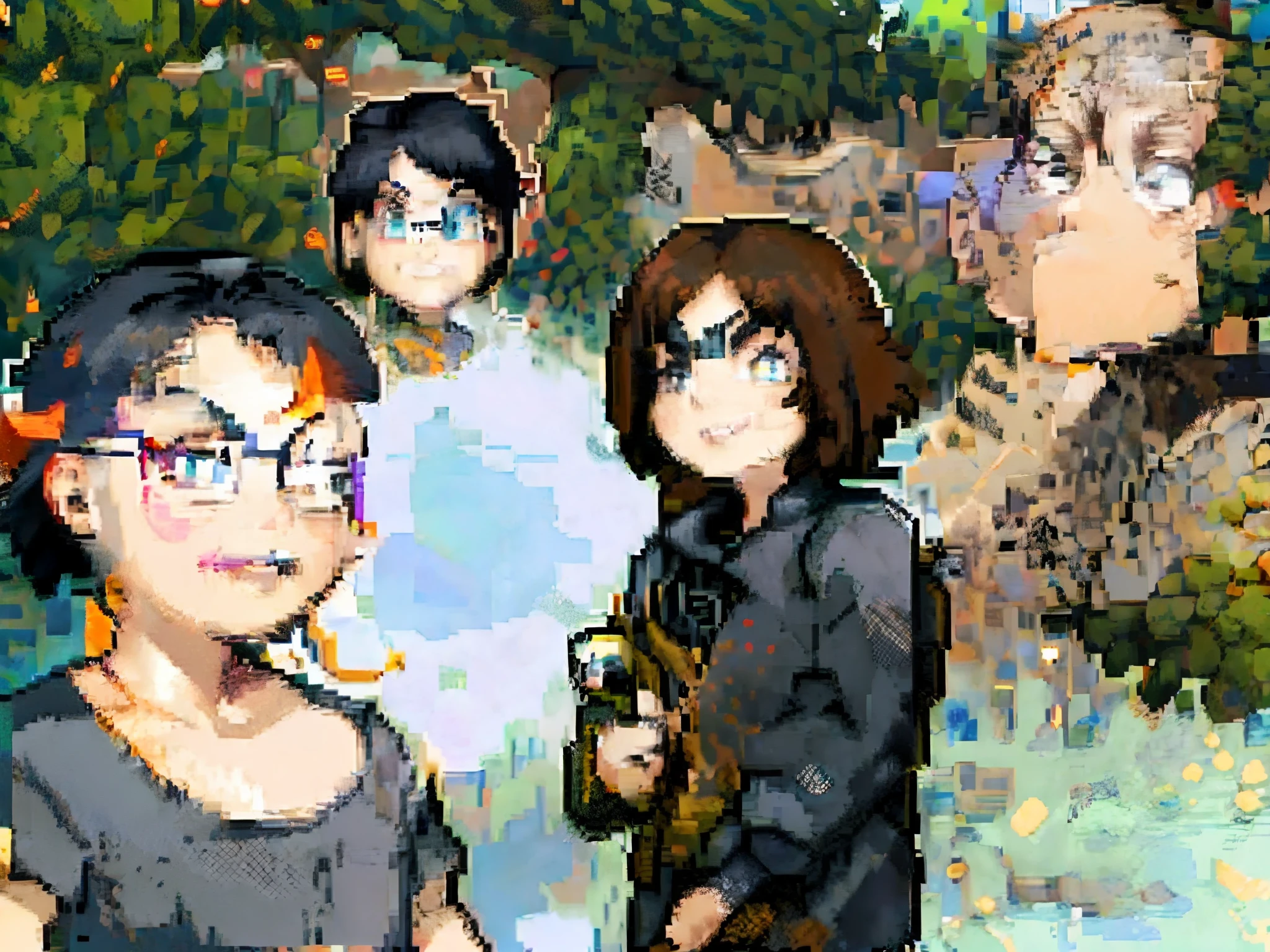 The person on the left（orange color hair（short detailed hair）（Backwards）），（thick bushy eyebrows）（An expression of justice）（Tech-sensitive glasses）]the person in the middle（Black color hair（slanted bangs））（An expression of helpless wisdom）（Black eyes）][The right（with short white hair）（Green eyes）（Sunny smile）]