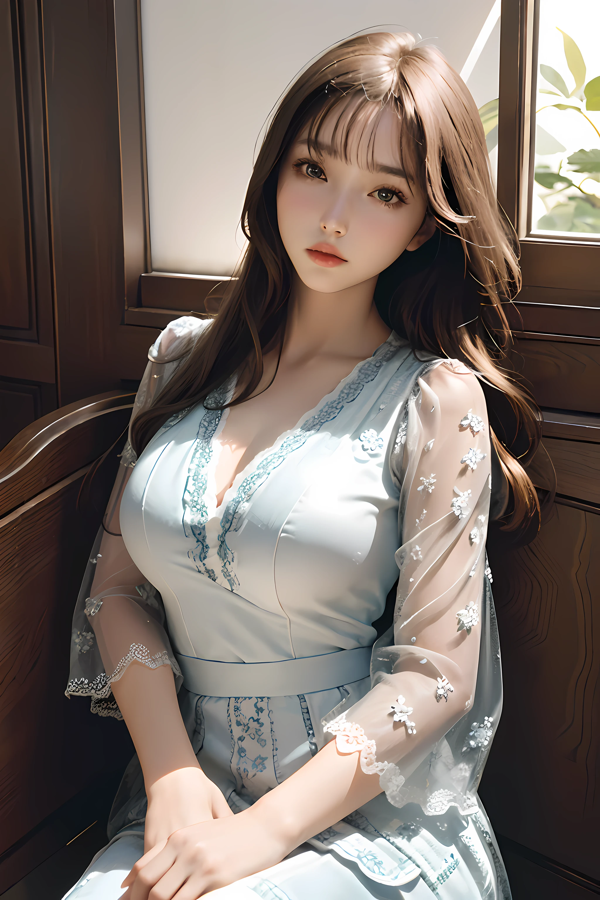 high quality, 最high quality, Realistic, RAW Photos, Realistic, Ultra-realistic 8K CG, Super detailed, High resolution, masterpiece, 1 girl, 18-year-old, Beautiful face of a woman, Soft Face, elegant, Long Hair, blue eyes, Light blue eyes, close, Intricate details, Detailed Texture, Fine details, Front Face , Natural female body, sexy, Very beautiful young woman's face,