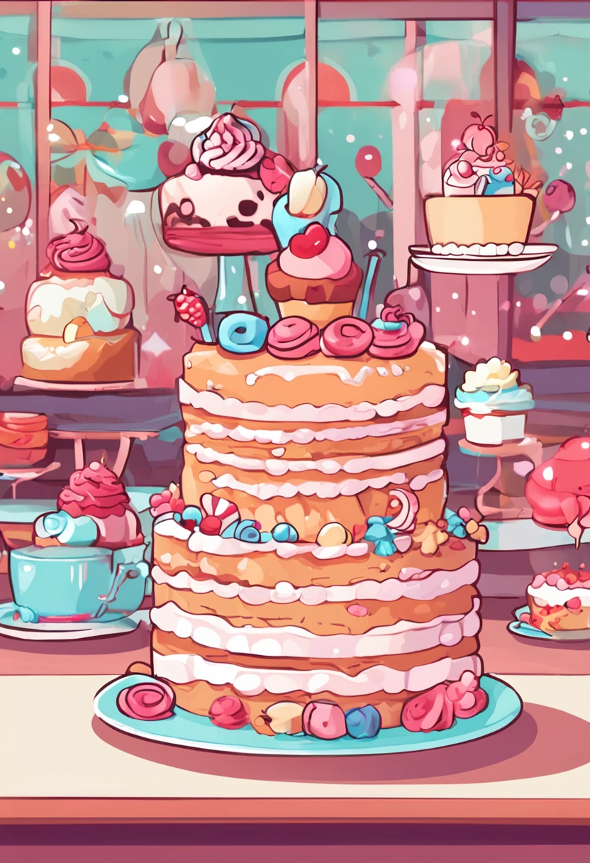 Cake Girl,IP image design,Bluish white,Sweet,adolable,kawaii,Confectionery,Q version,Anime style,banya,Cupcakes,Warm and friendly,2d,planar,without background