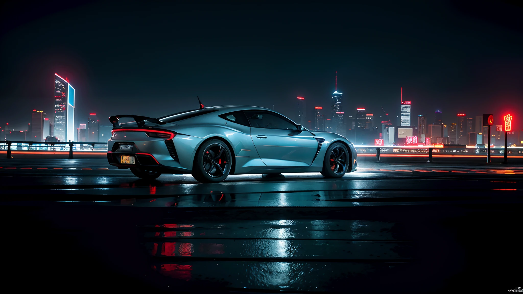 Super photo Realsisim,Metallic car paint,Top sports car,multi-perspective,Streamlined body,Perfect aerodynamics,Combat-like bodywork,Sharp headlights,profesional photo,Big wheels,Cybernetic hood,Network car parts,scientific fiction,science fiction scene,(Nata),Natural soft light,Cyberpunk Personage,Cidade Futuristica,Cyberpunk-city,neon lights sign,highly detailed,(highly detailed back ground),Multiple buildings in the background,detailed textures,wide angles,8K,HDR,Professional photo shooting,