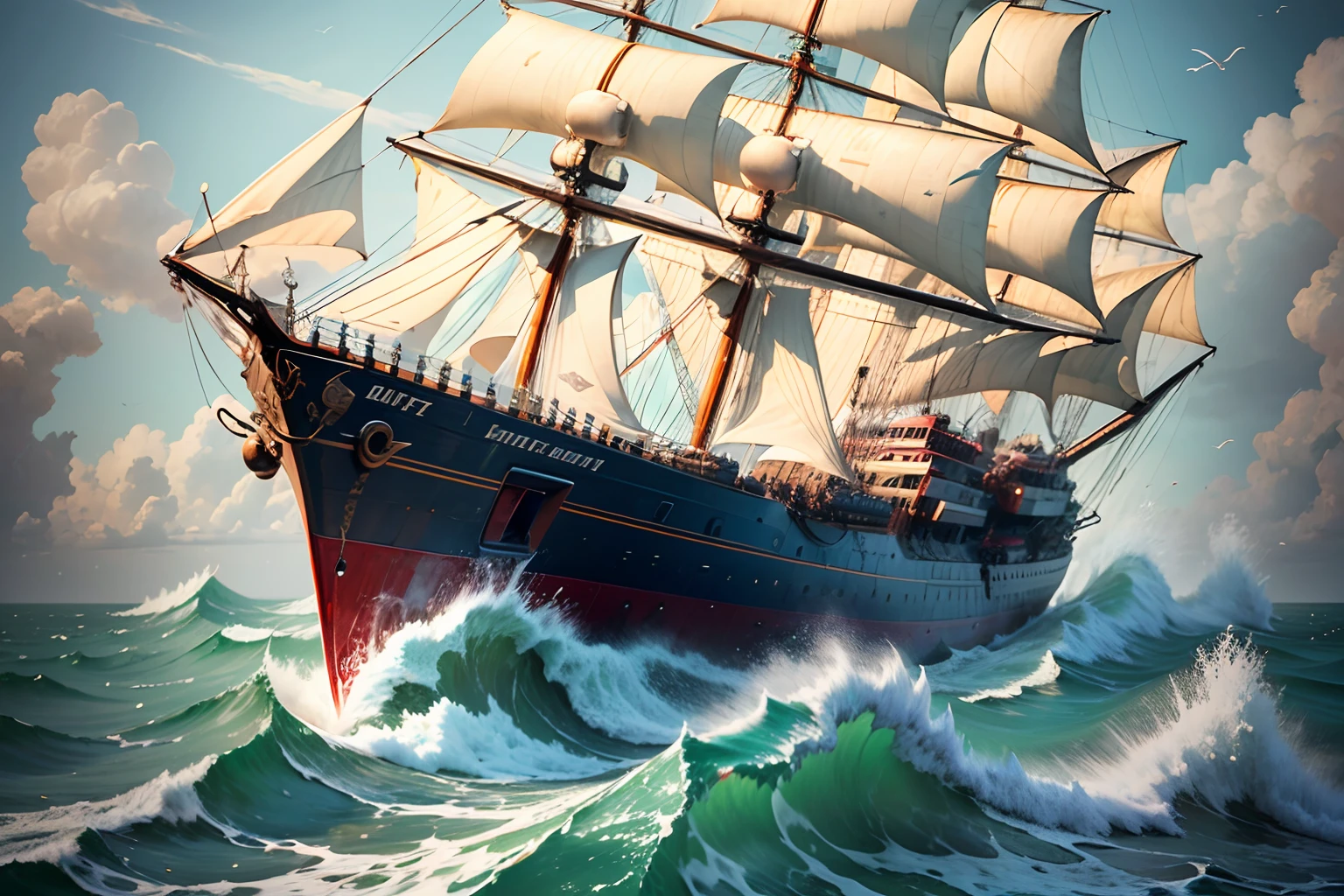 Ship sailing through rough waters --auto --s2