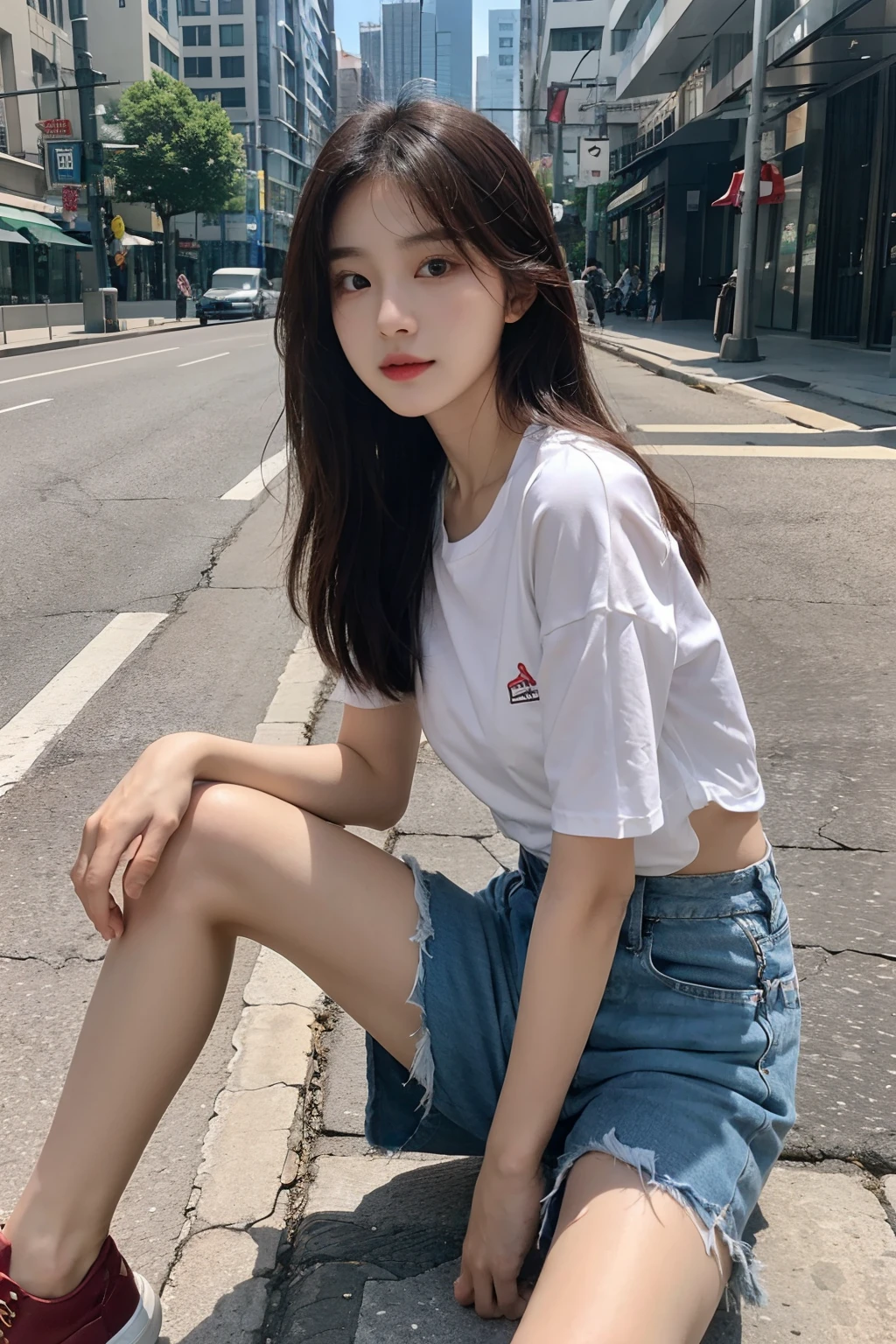 a close up of a woman sitting on a boat in the water, dilraba dilmurat, chinese girl, korean girl, young and cute girl, gorgeous young korean woman, gorgeous chinese model, wearing a cute top, beautiful south korean woman, wearing a cropped tops, wearing casual clothes, wearing crop top, wearing a sexy cropped top, a cute young woman, cleavage there, round breasts, sweet smile