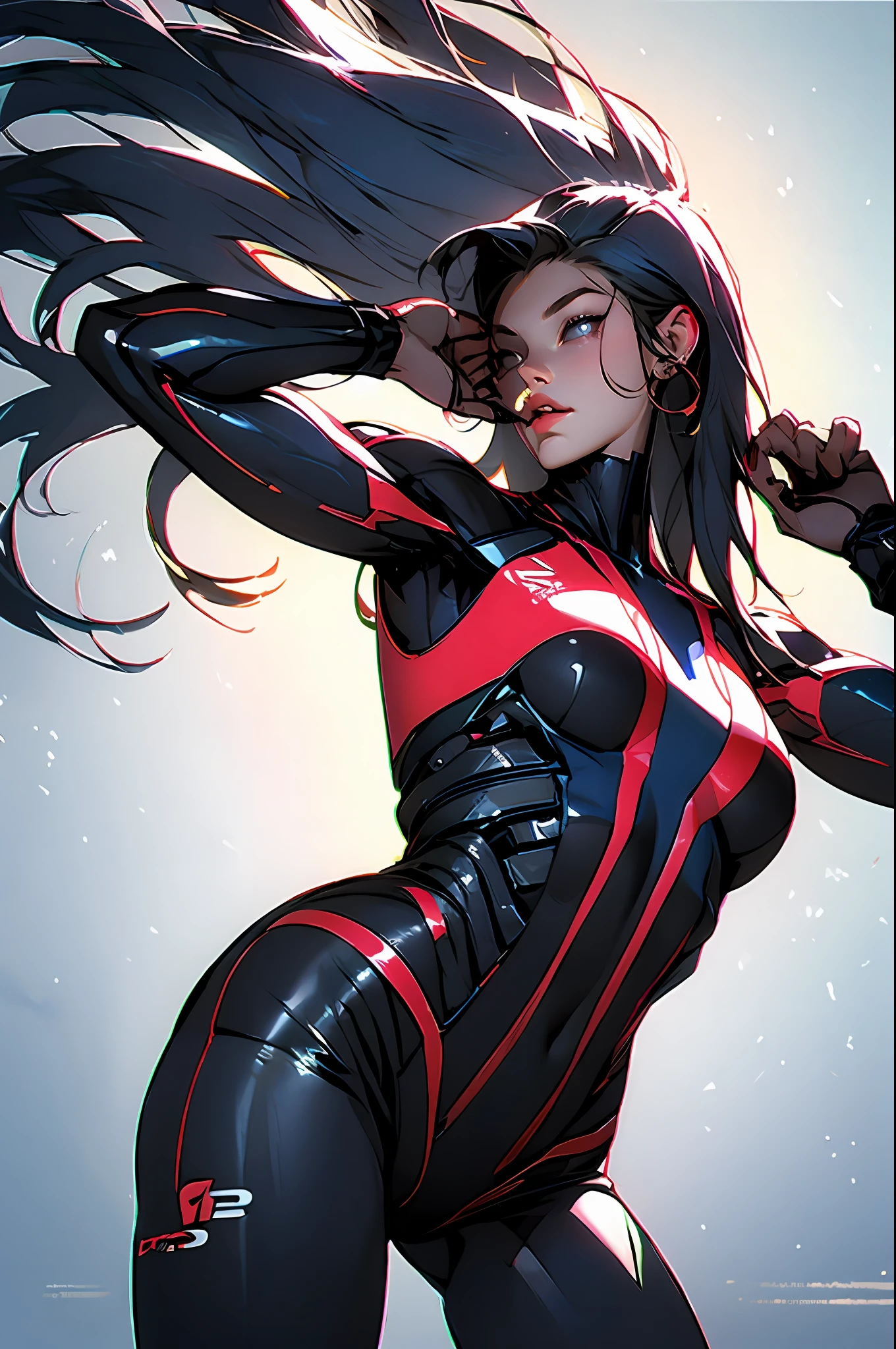 Beautiful cybernetic girl looking at the camera in underwear detailed muscles realistic masterpieces dynamic poses