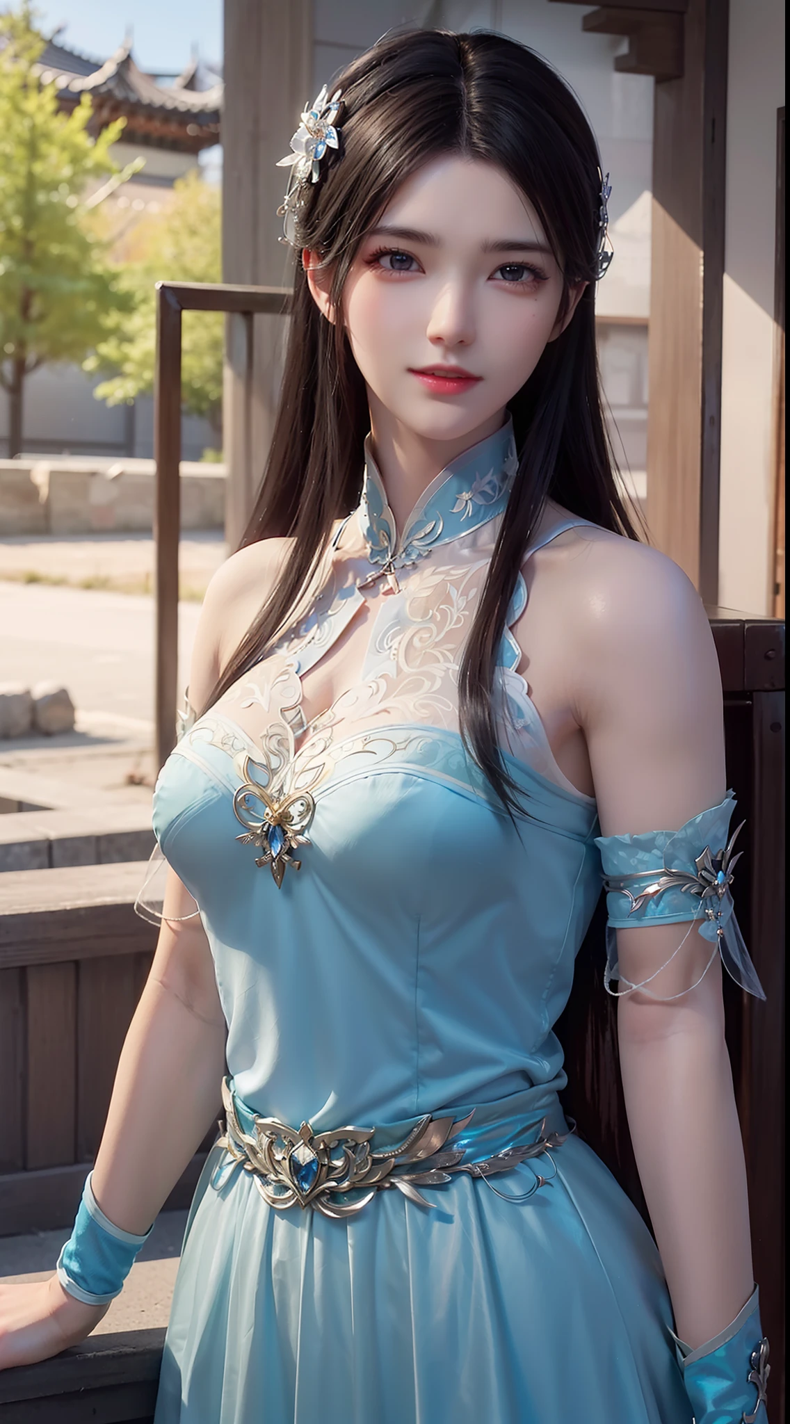 a close up of a woman in a silver and blue dress, chengwei pan on artstation, by Yang J, detailed fantasy art, stunning character art, fanart best artstation, epic exquisite character art, beautiful armor, extremely detailed artgerm, detailed digital anime art, artgerm on artstation pixiv, armor girl