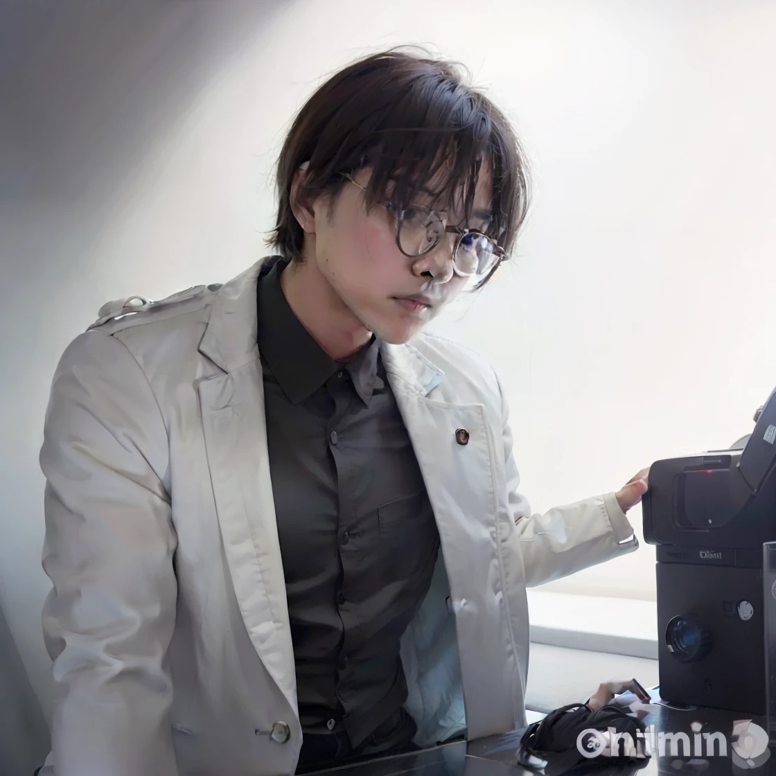 1man, Kim Dokja, white coat, short hair, Black hair, realistic, ultra detail, 70mm lens,