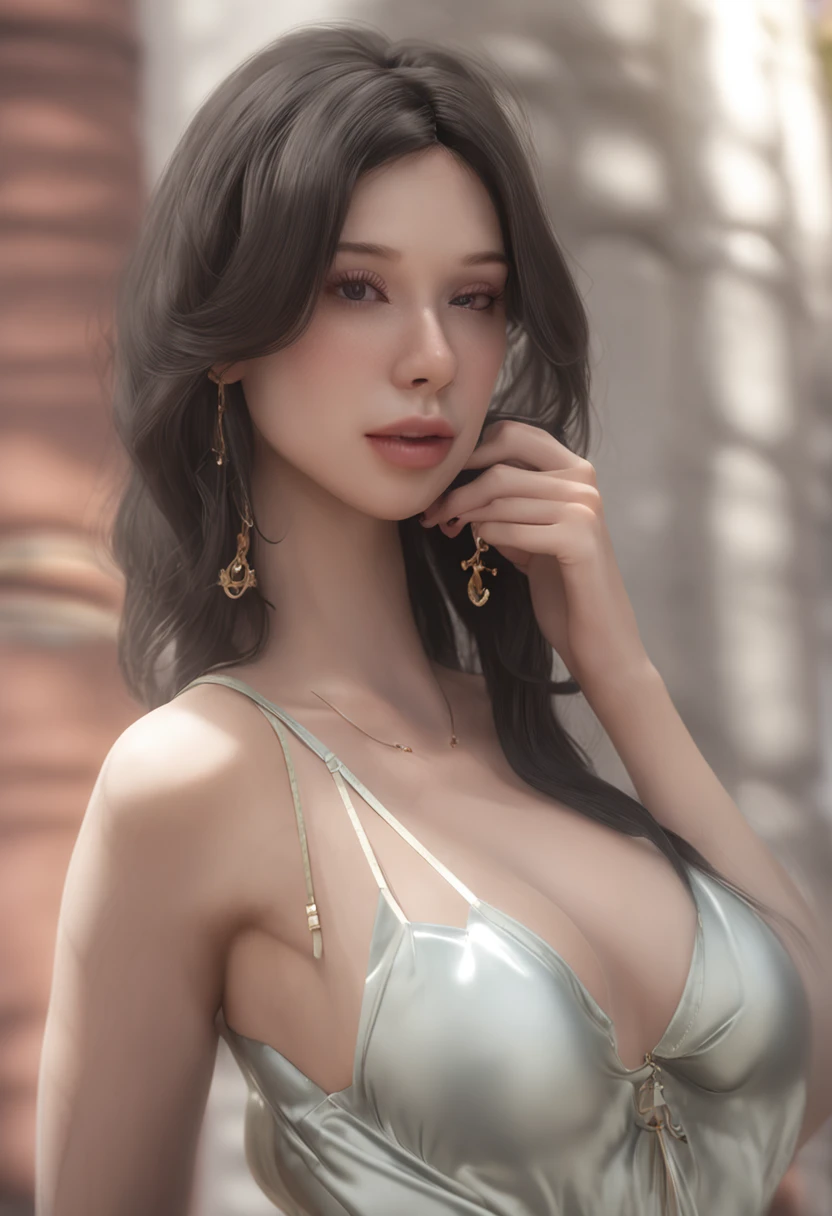 (Top quality)), , (High level of detail: 1.3), (8K, RAW photos, Top quality, Masterpiece: 1.2), (フォトリアリスティック, Photorealistic: 1.37), (Ultra photo realsisim), (High details), (detail in face), (Shadow detail), ((Larger breasts : 1.5)), Slender abs, Slim belly, (((big assa : 1.3))), (Big buttocks, (((Wide hips))), (Larger buttocks) , A star-studded girl by the pool, Long black hair, , eye shadows, eyes liner, soft makeup, Red lips, Show off her tits,Wet all over