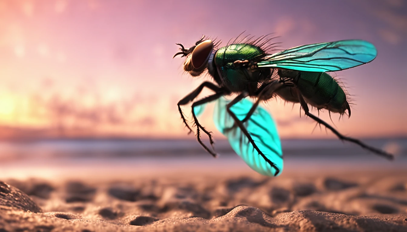 two flies in beachwear talking