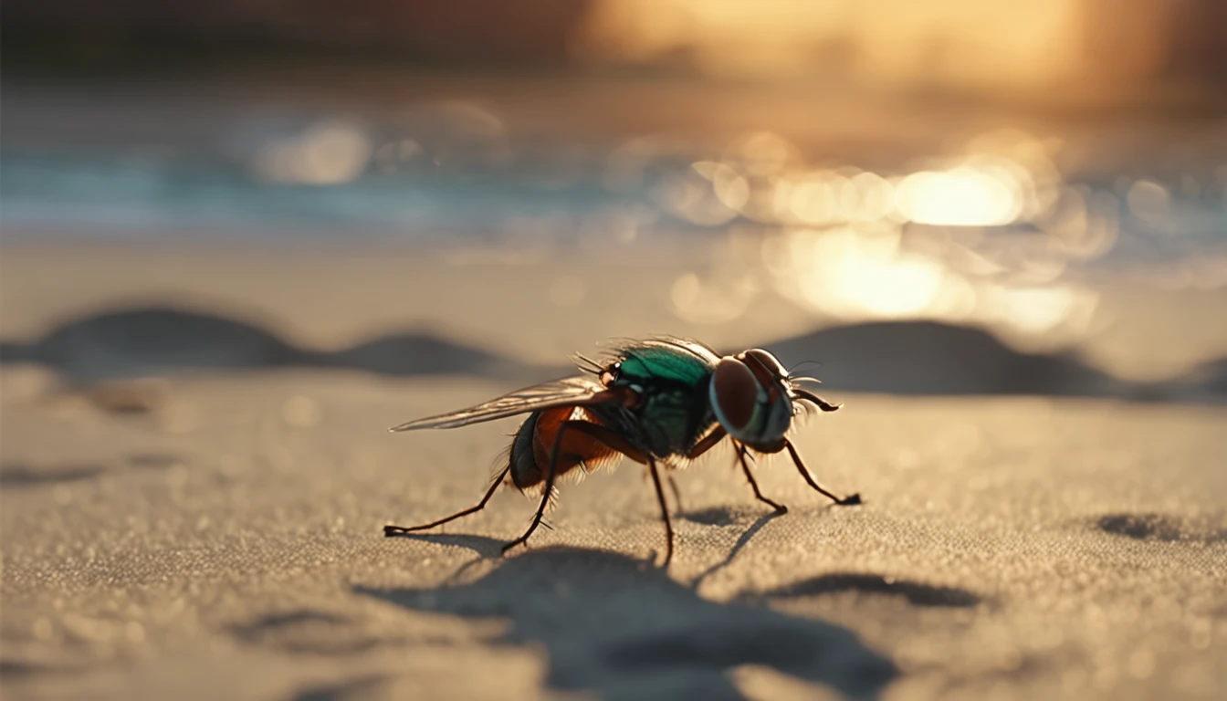 two flies in beachwear talking