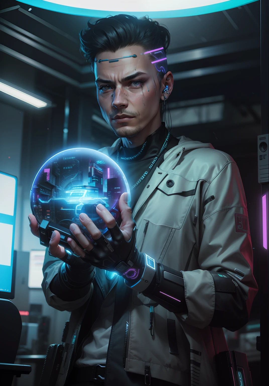 Cyberpunk realistic 8k ultra real face