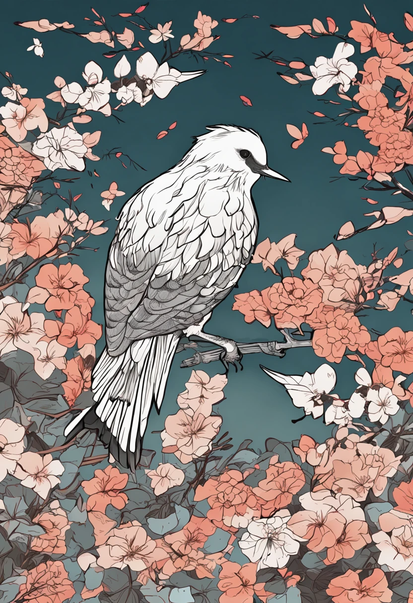 birds, japanese manga style