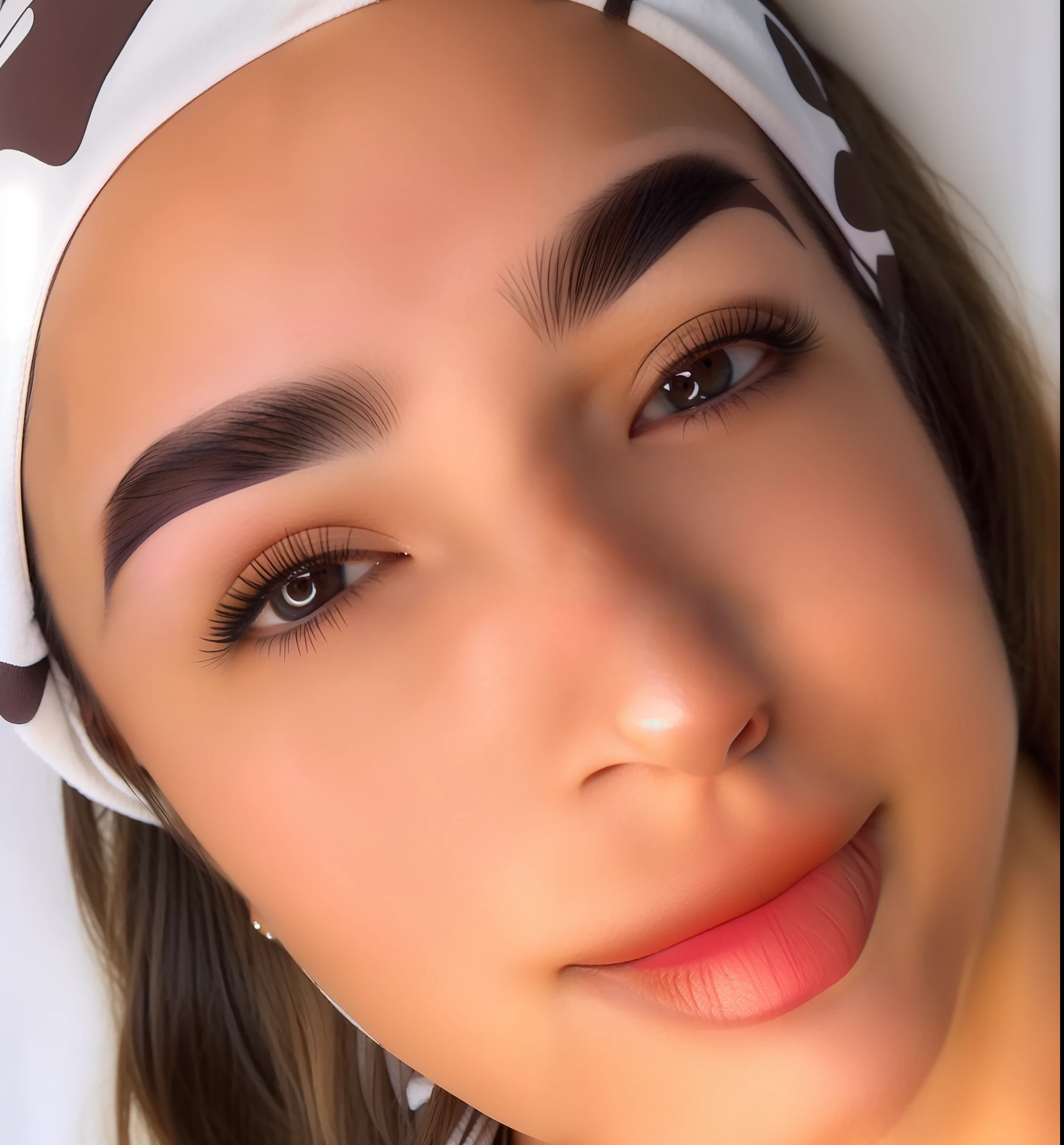 there is a woman with a headband on her head and a white towel on her head, large eyebrows, big bold thick eyebrows, relaxed eyebrows, thick eyebrows, thick bushy straight eyebrows, large bushy eyebrows, dark thick eyebrows, big eyebrows, groomed eyebrows, heavy eyebrows, straight eyebrows, natural straight eyebrows, small eyebrows, high flat eyebrows, angular eyebrows