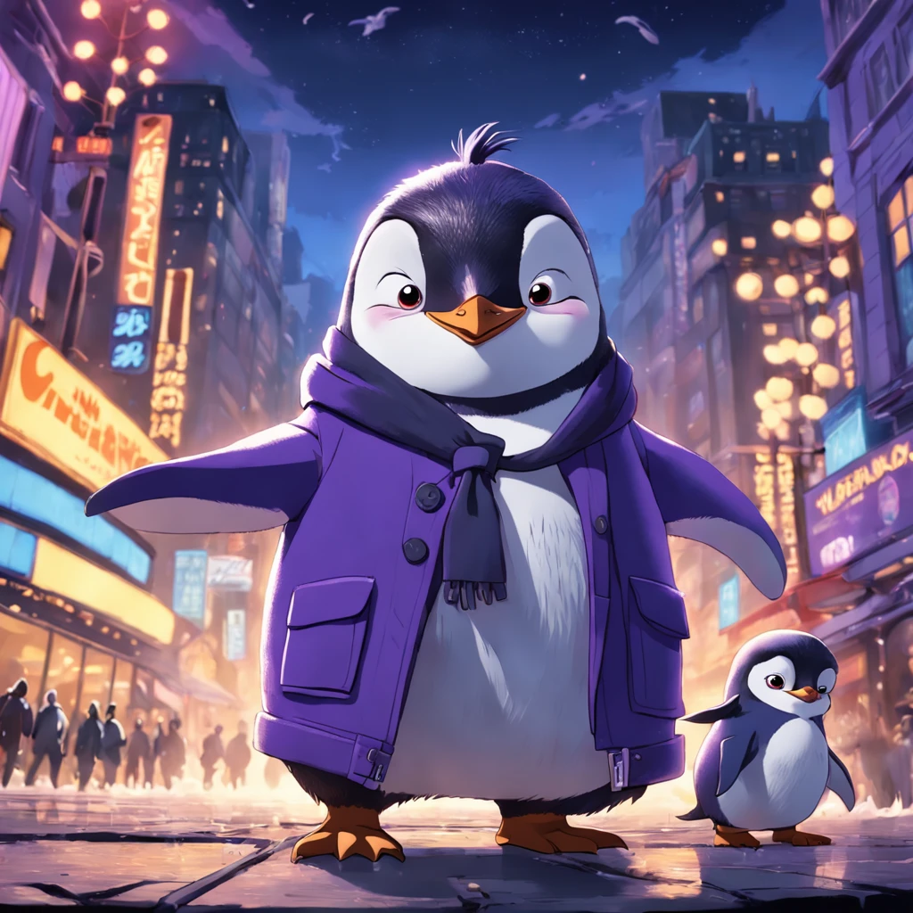 Purple coat penguins from Madagascar movie