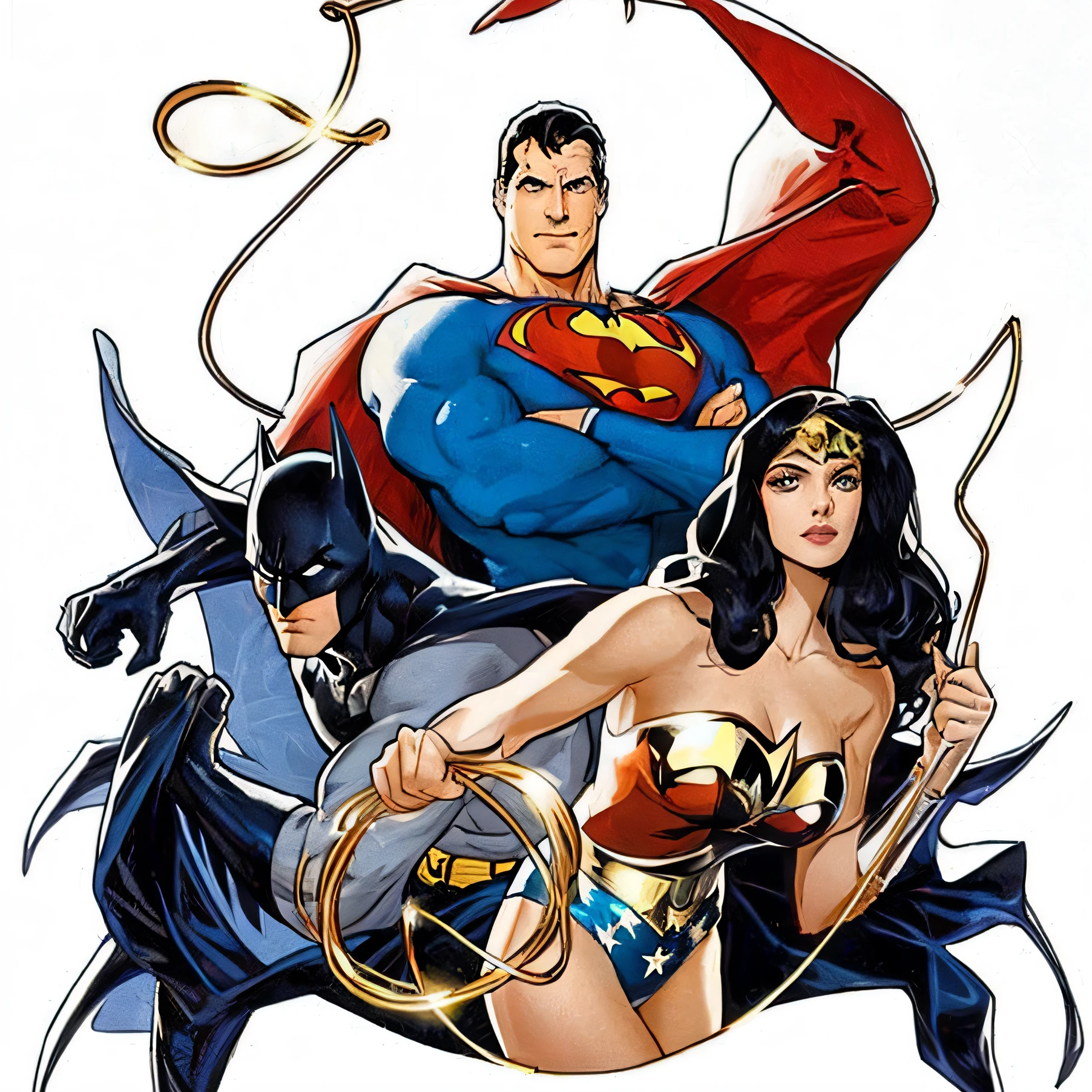 batman e mulher maravilha em um quadro redondo