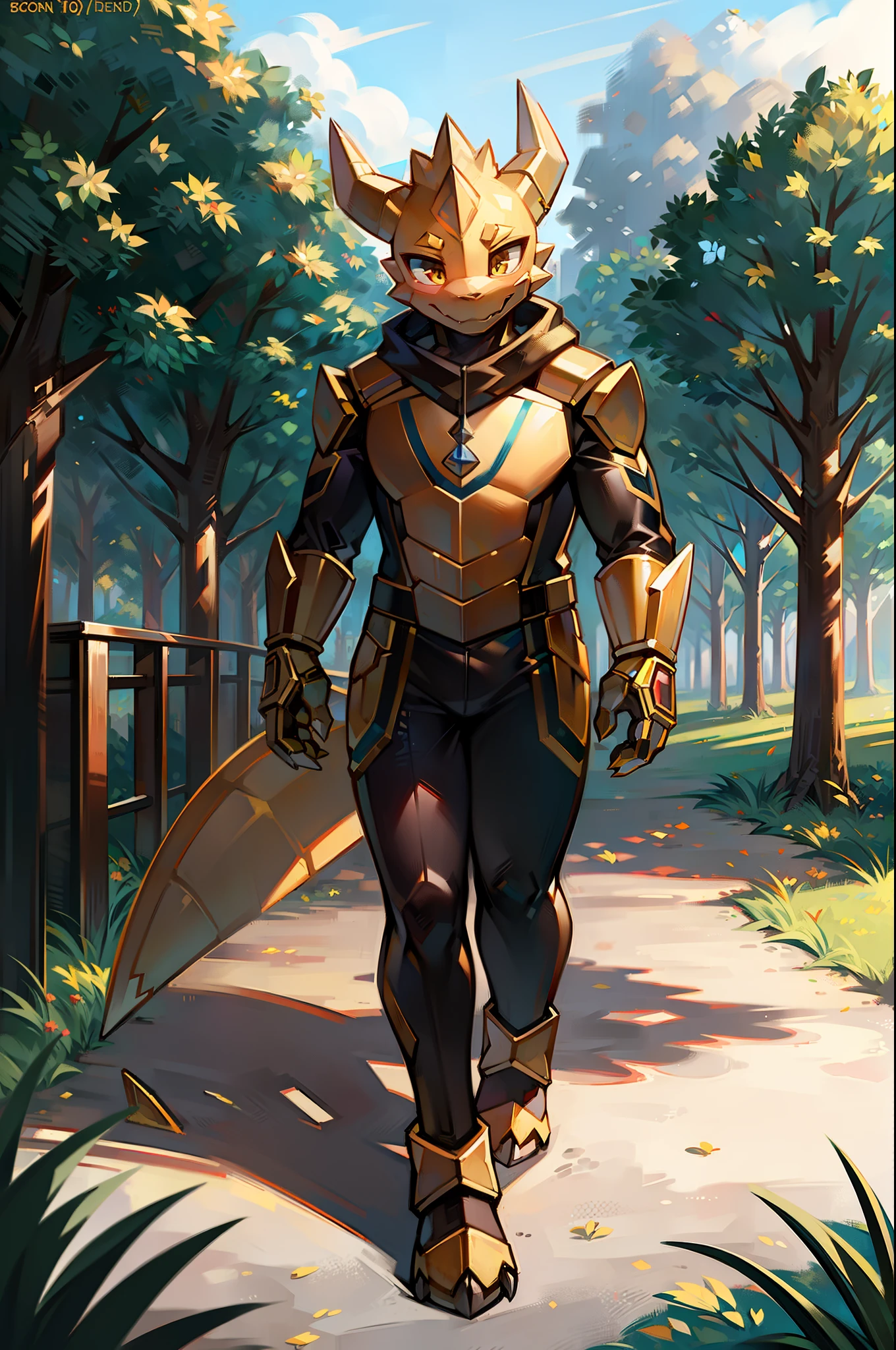 Golden robot dragon,Take a walk in the park