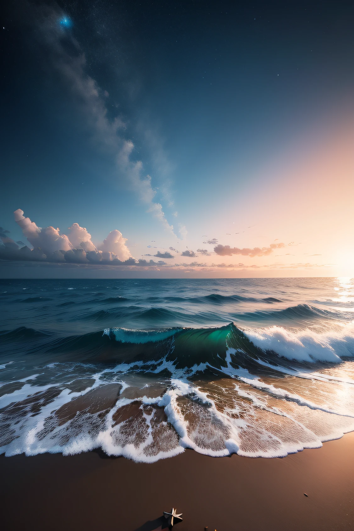 an ocean with endless space in the background.