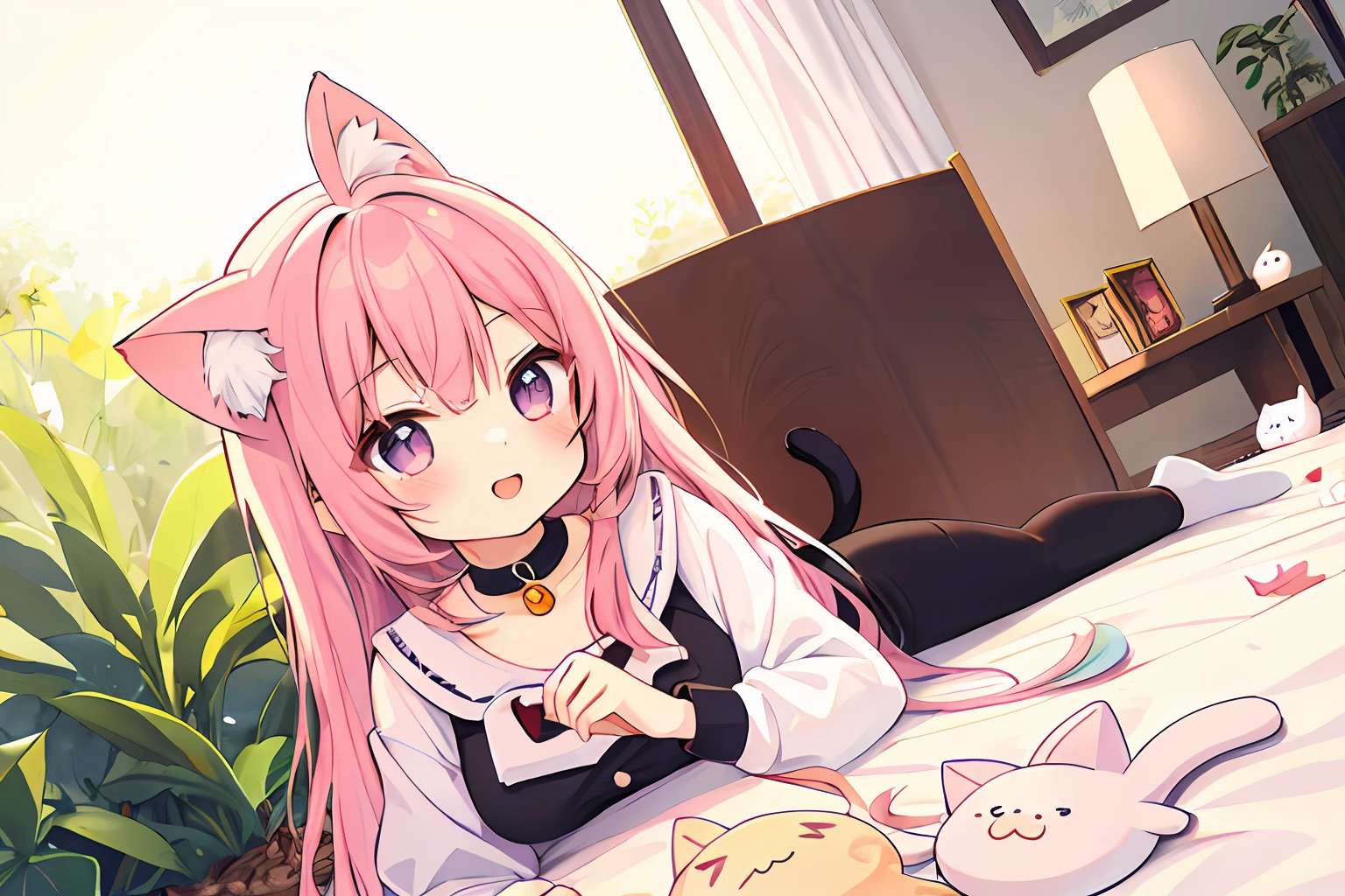 best quality,(kawaii:1.1),(cute),(high resolution:1.2),incredibly absurdres:1.3,incredibly fine illustration,cute girl,cat