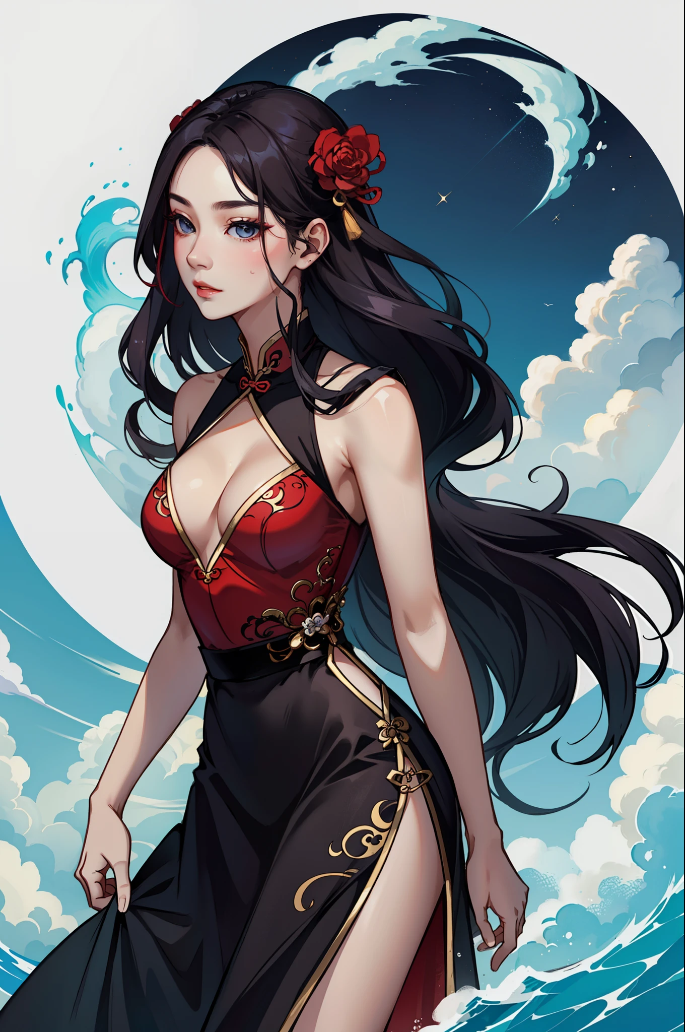 Hair,long skirt,Zhong Lingyuxiu's woman,Set the spirit of heaven and earth,Flawless appearance,Seduction and beauty coexist,It's hard to look away at a glance。
