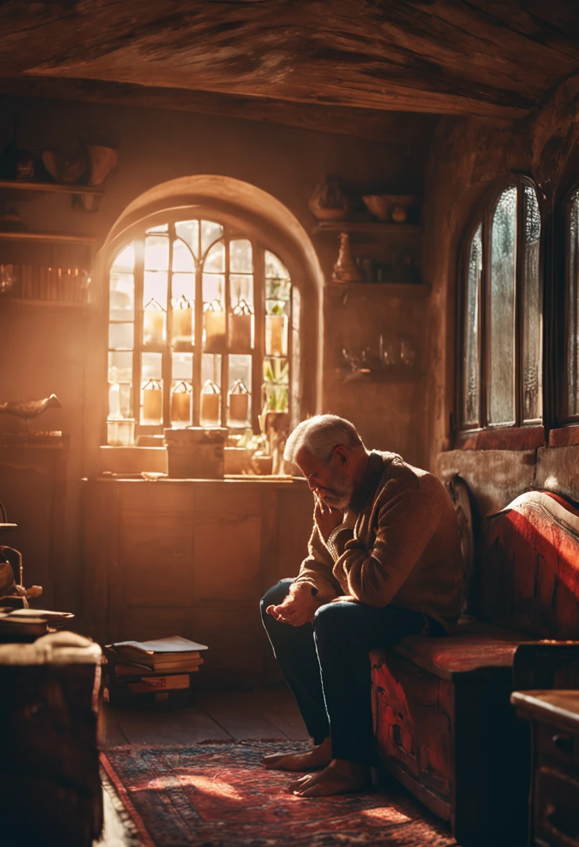 Homem na casa dos 40 anos, praying and asking God for forgiveness
