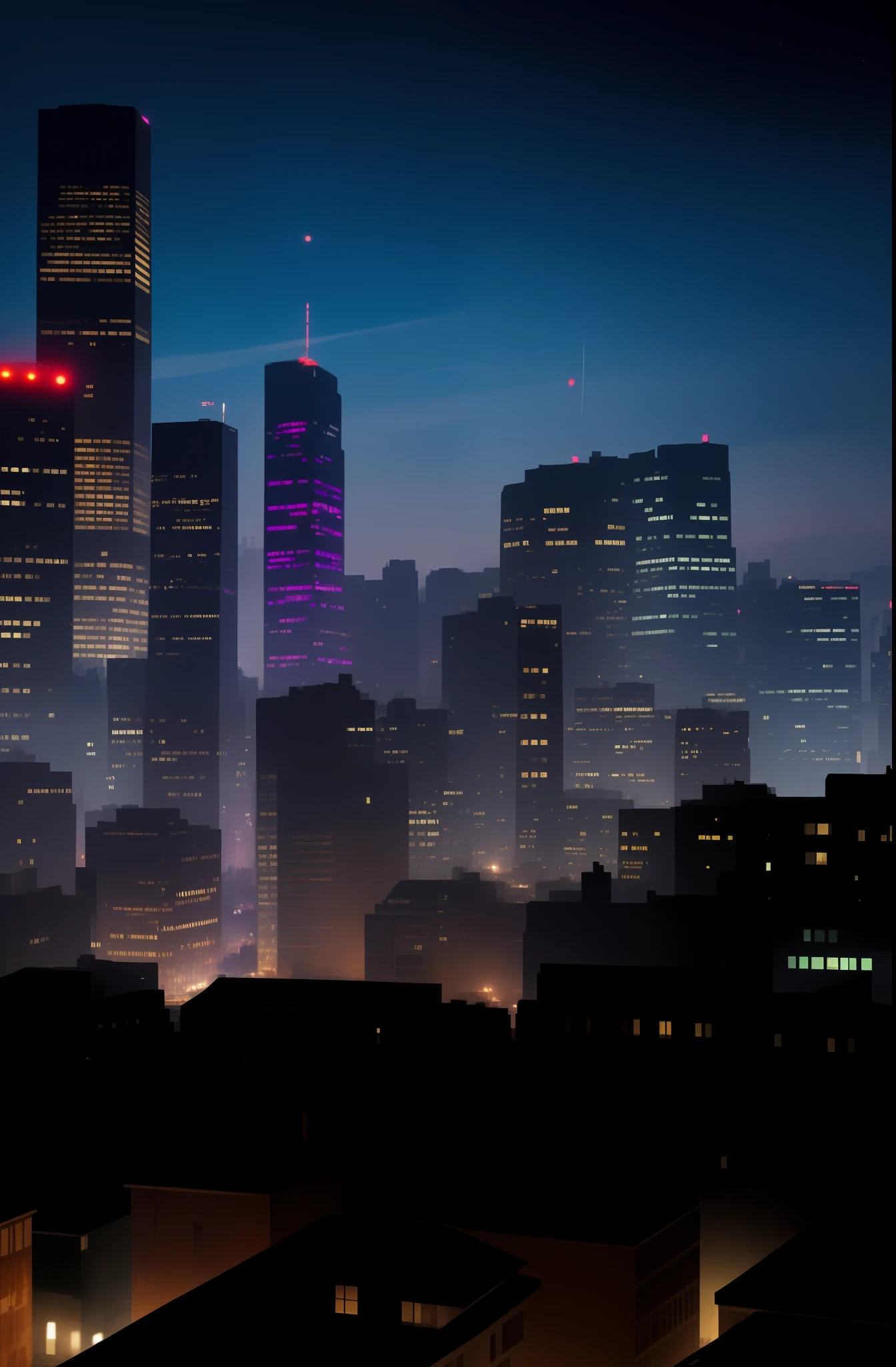 Night view of the city with skyscrapers and bright red lights, night cityscape, hd anime cityscape, Beautiful cityscape, anime style cityscape, night - time city background, cinematic neon matte painting, night city on the background, City in the background, view over city, inspired by Liam Wong, City Night, busy cityscape, urban backdrop, cyberpunk city landscape, city twilight landscape, City at night